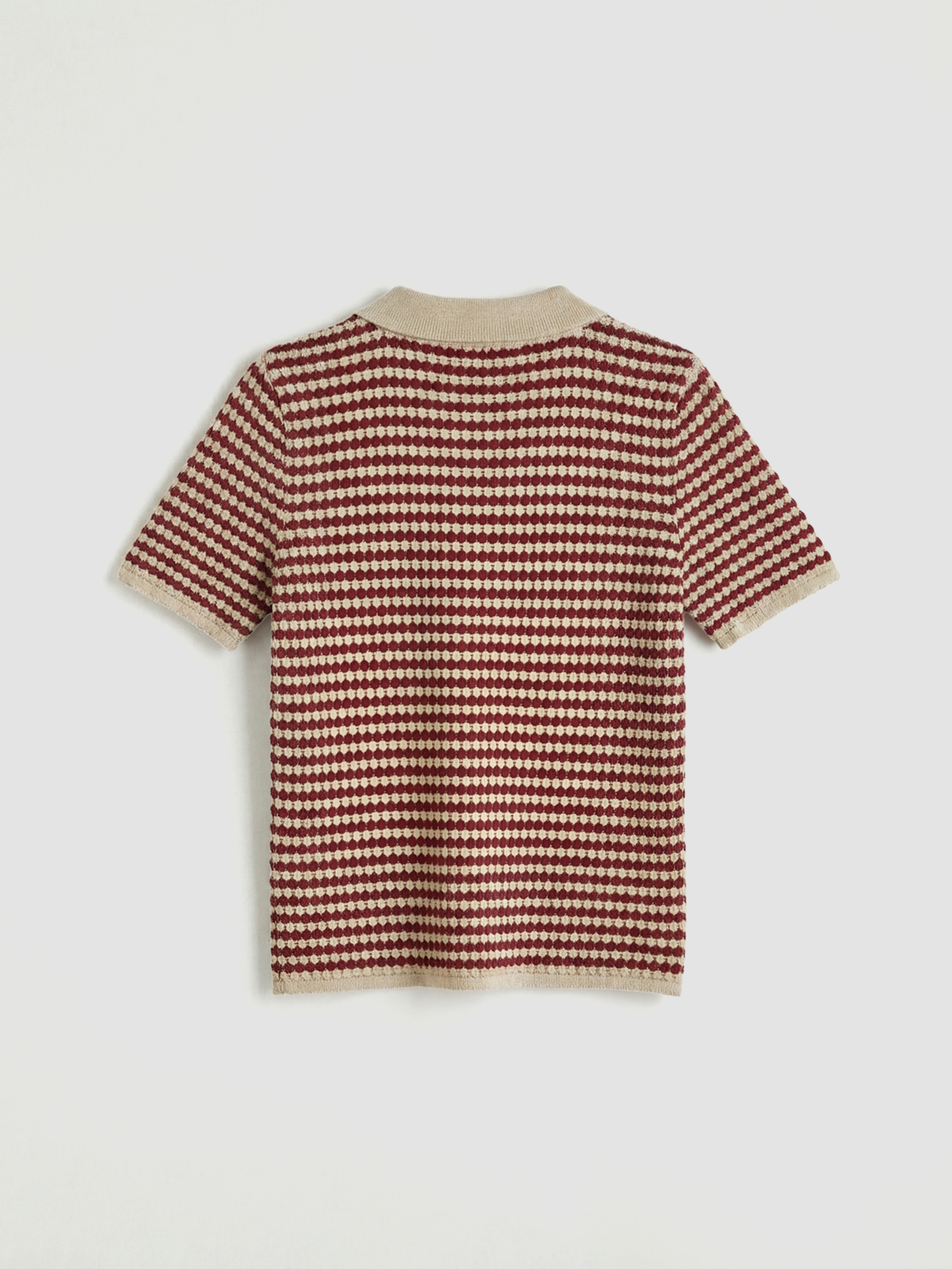 Bordo Polo Yaka Desenli Kadın Triko Kazak-1