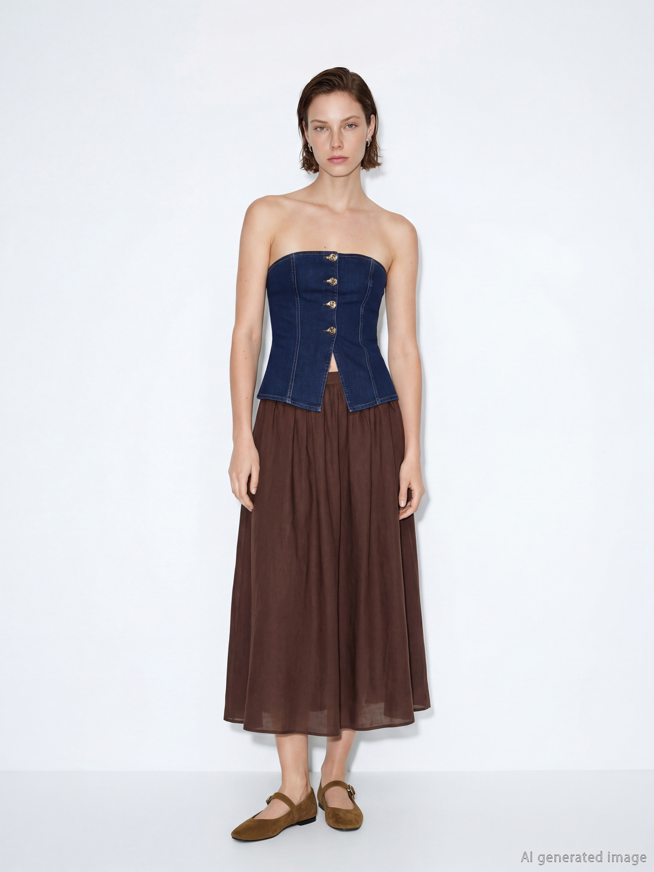 LCW Vision Beli Fermuarlı Büzgülü Kloş Etek - S6NQ30Z8-JTW