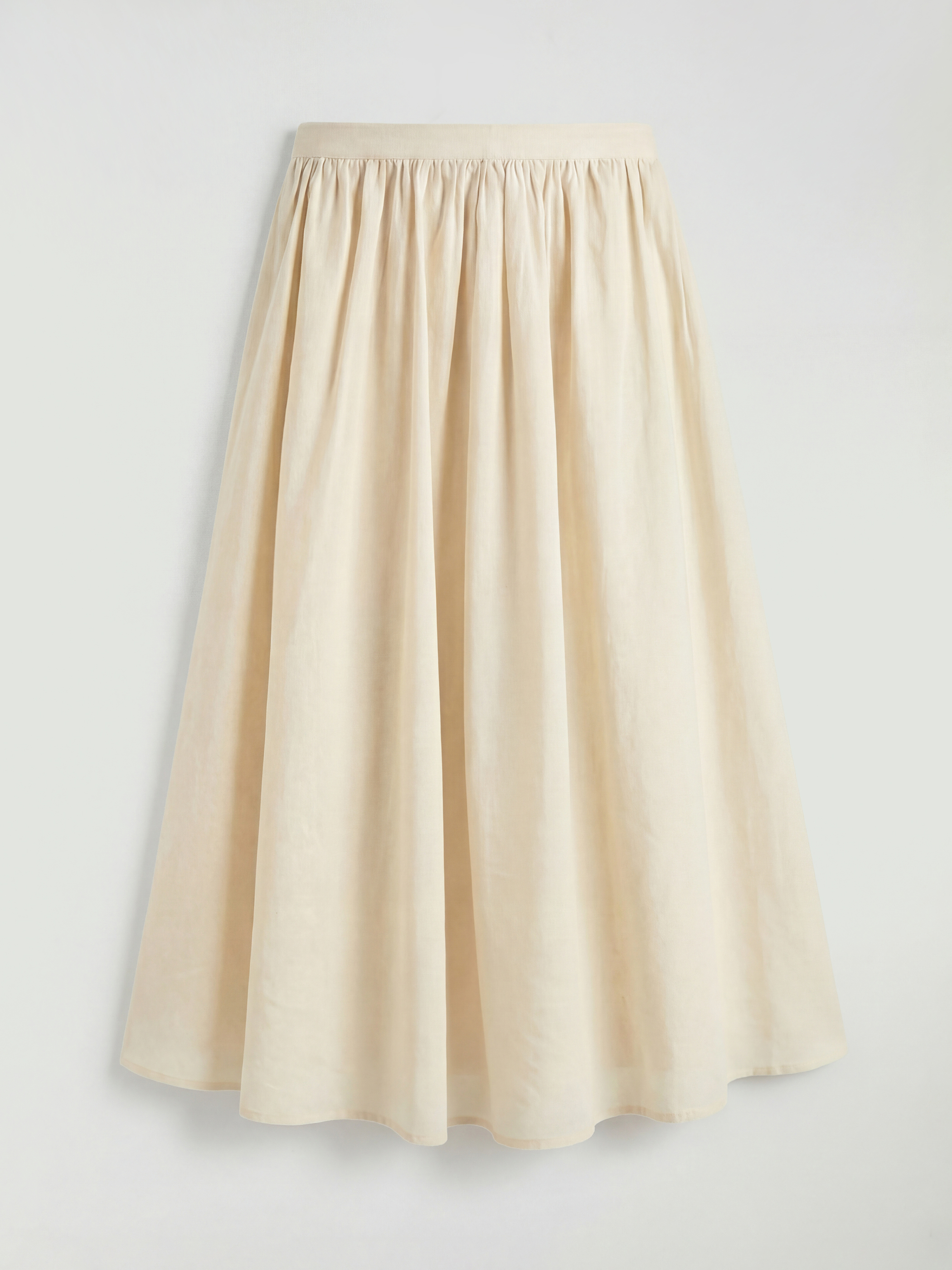 Ekru Beli Fermuarlı Büzgülü Kloş Etek-1