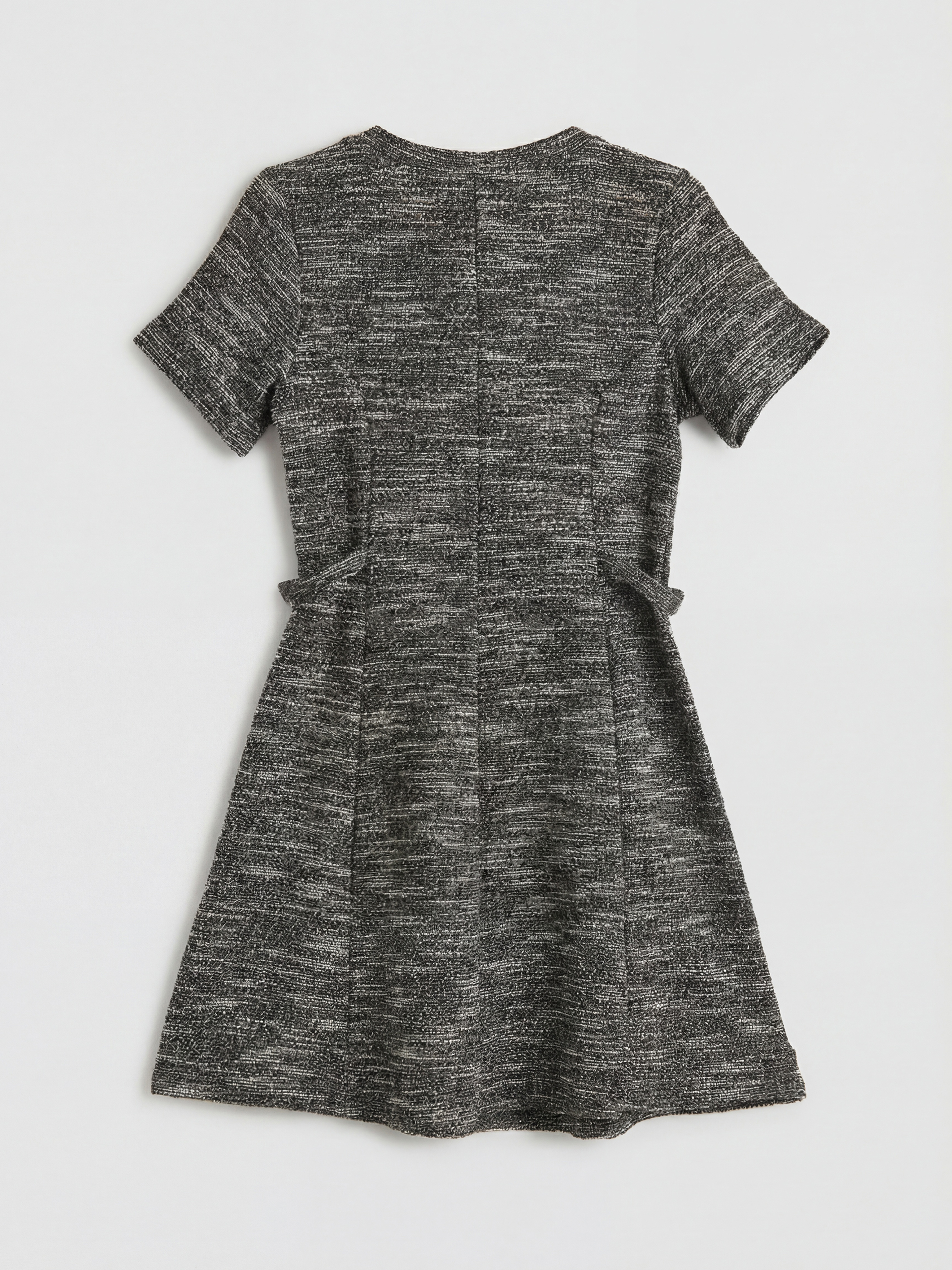 Siyah Bisiklet Yaka Desenli Peplum Mini Elbise-5