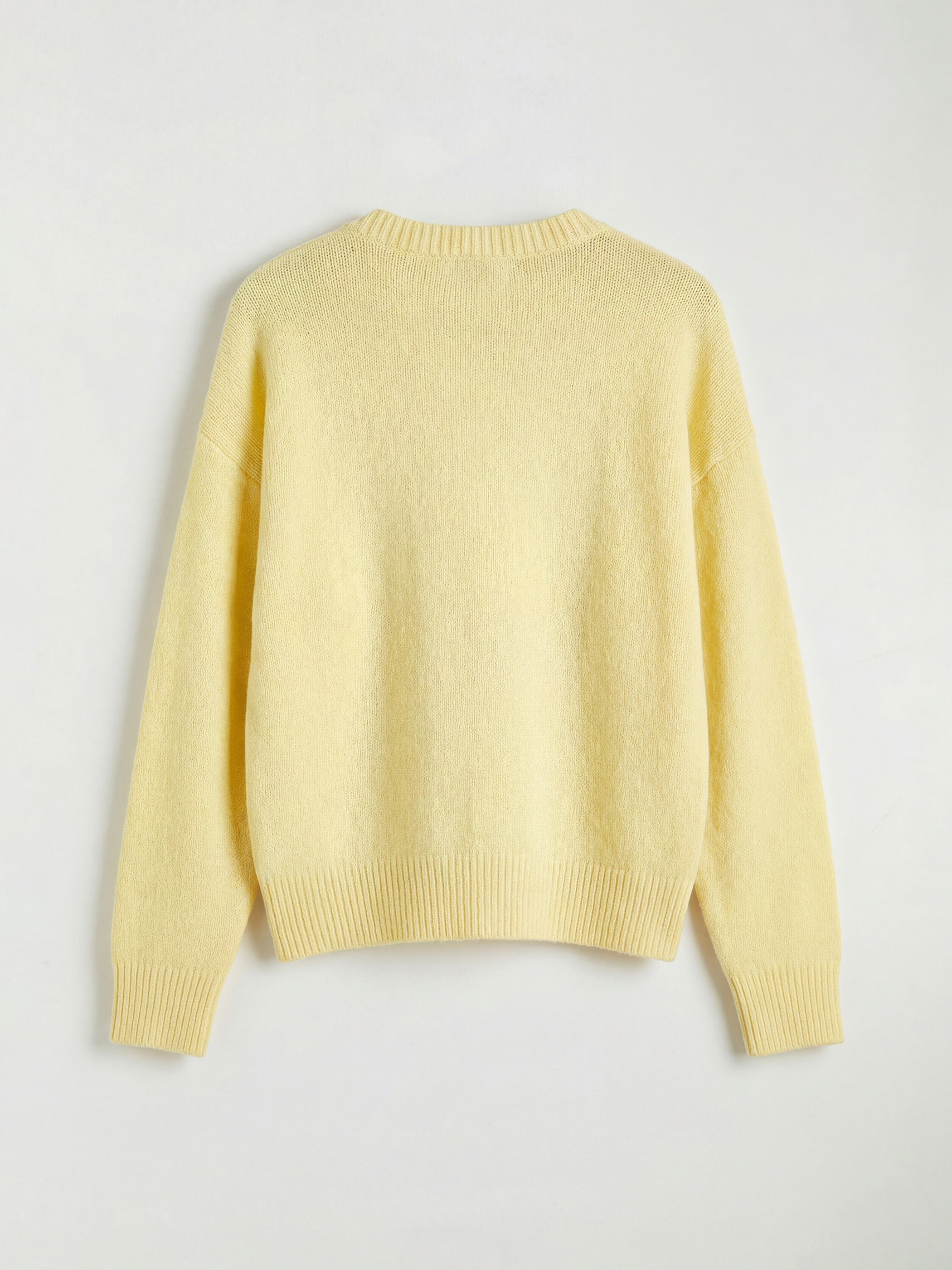 Sarı V Yaka Oversize Kadın Triko Kazak-1