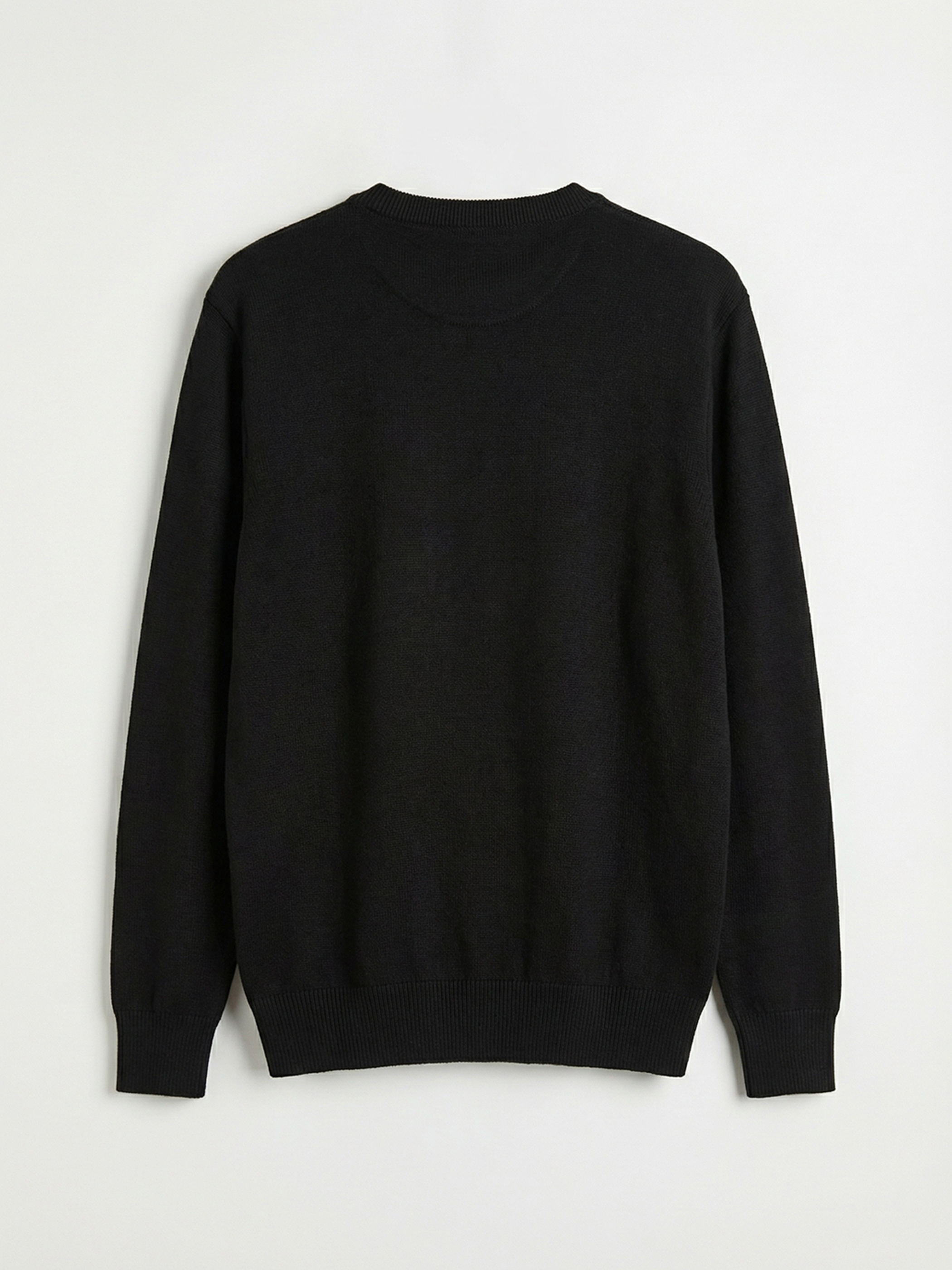 Siyah Bisiklet Yaka Erkek Triko Kazak-1