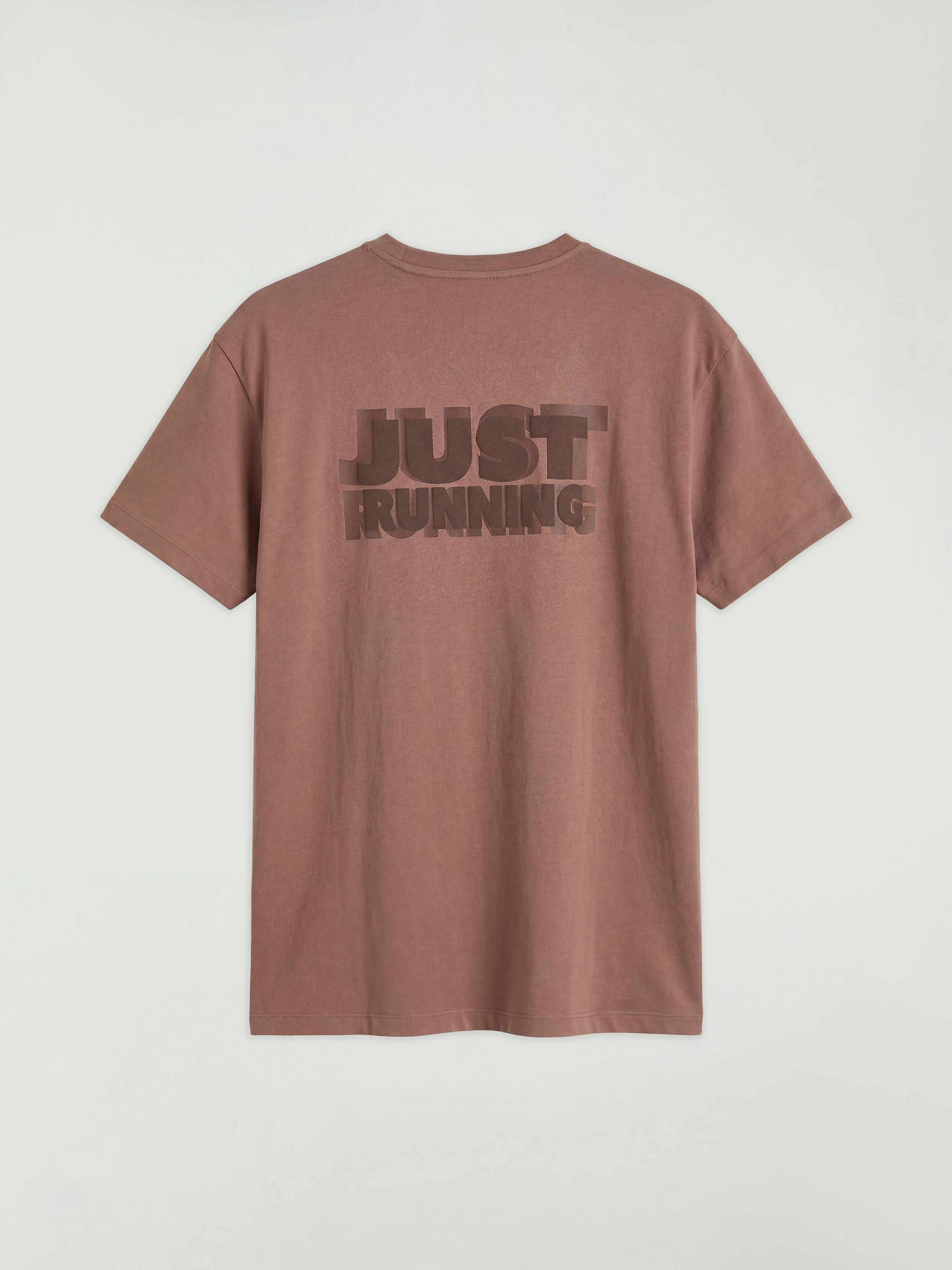 Kahverengi Bisiklet Yaka Baskılı Oversize Kadın Spor Tişört-1