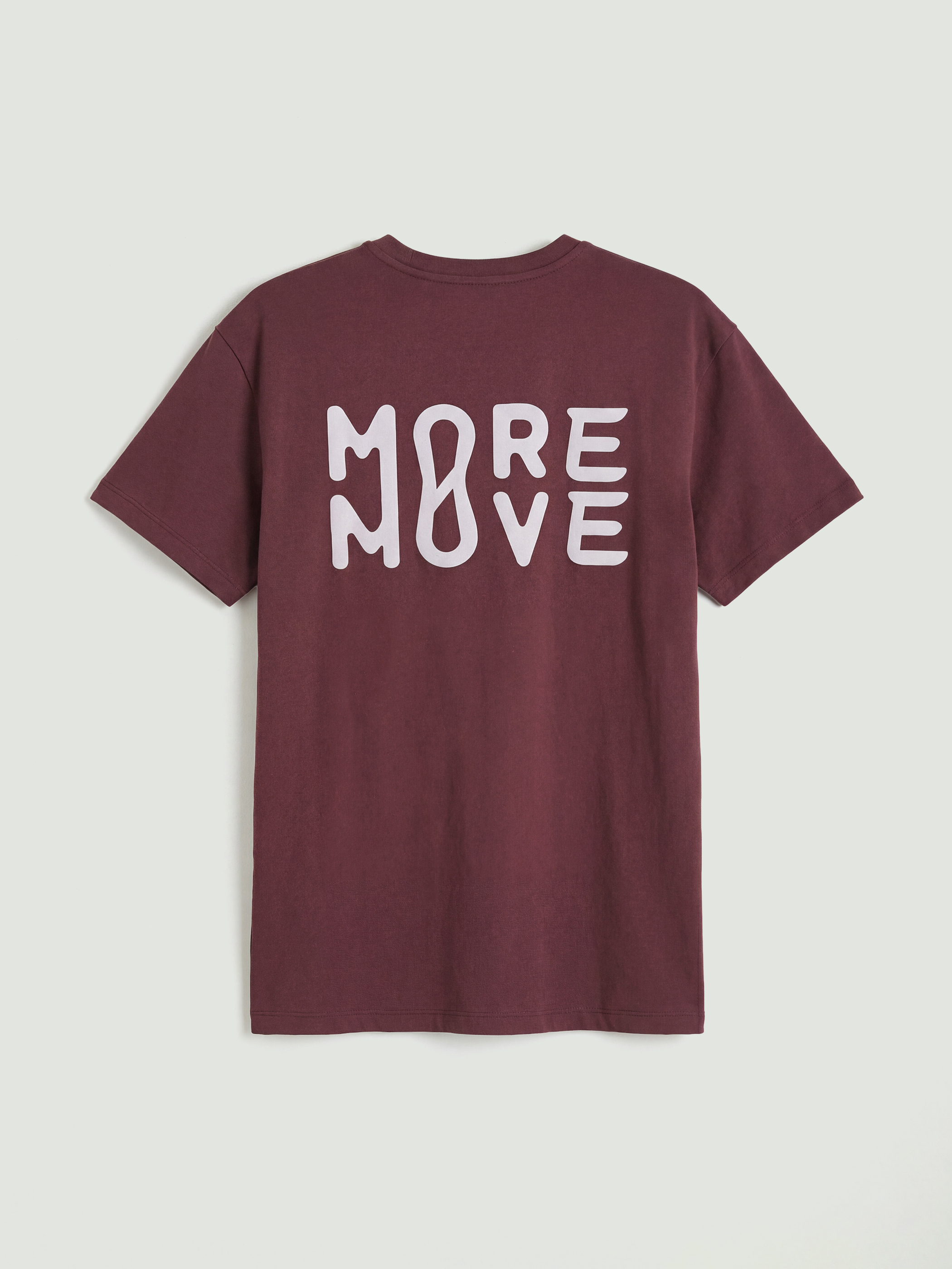 Bordo Bisiklet Yaka Baskılı Oversize Kadın Spor Tişört-1