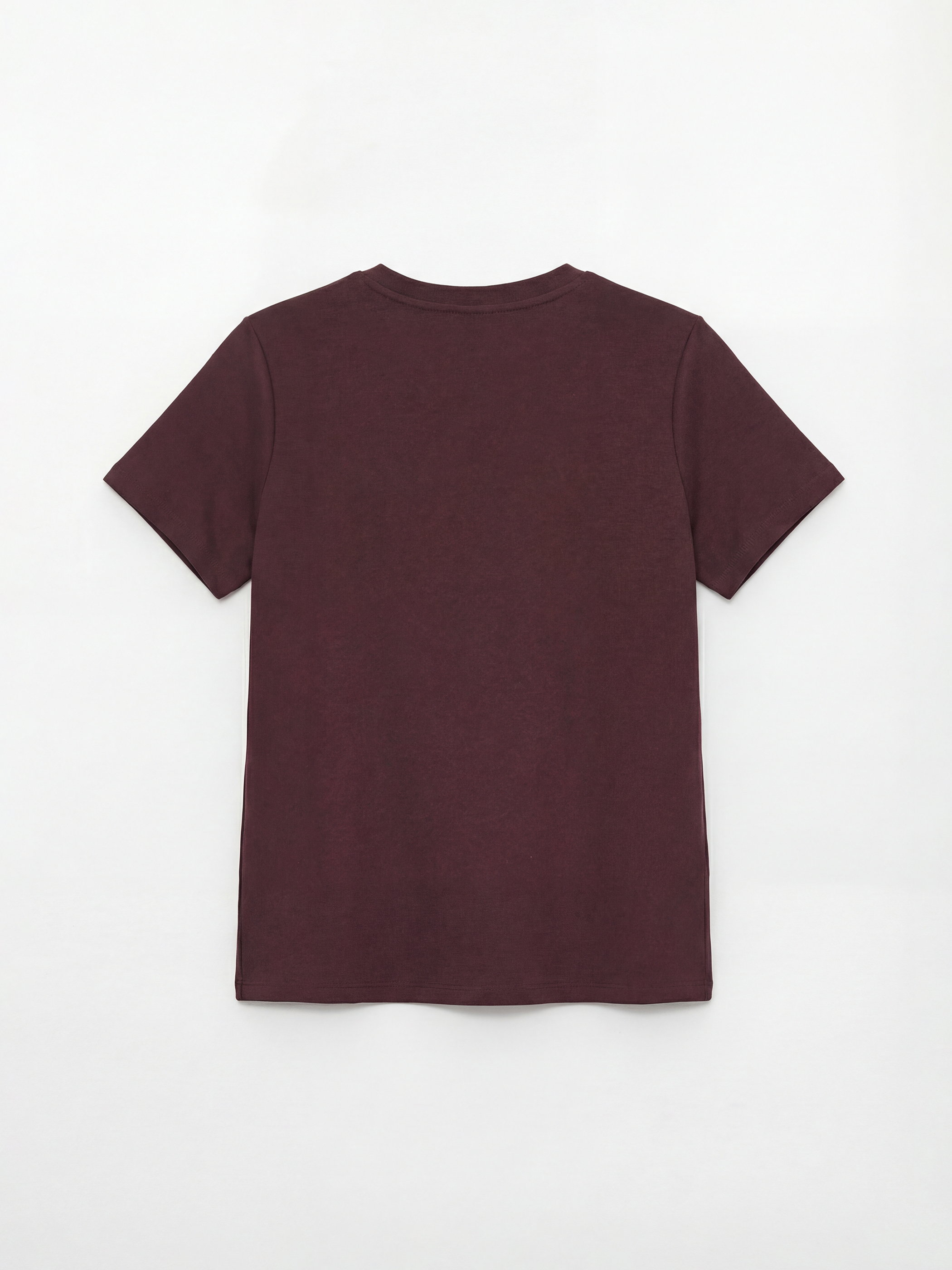 Kahverengi Bisiklet Yaka Kelebek İşlemeli Kadın Tişört-5