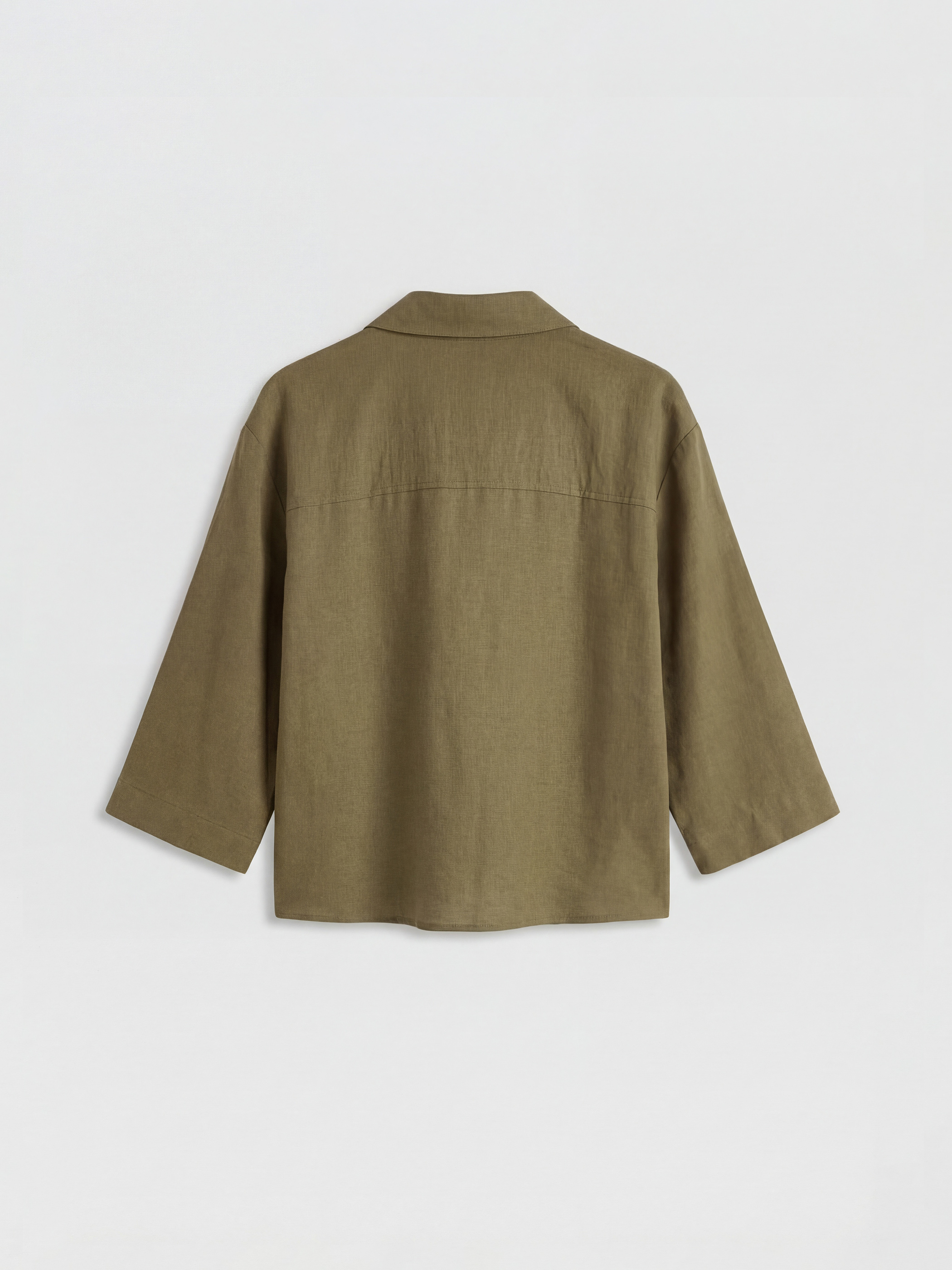 Haki Oversize Kadın Gömlek-4