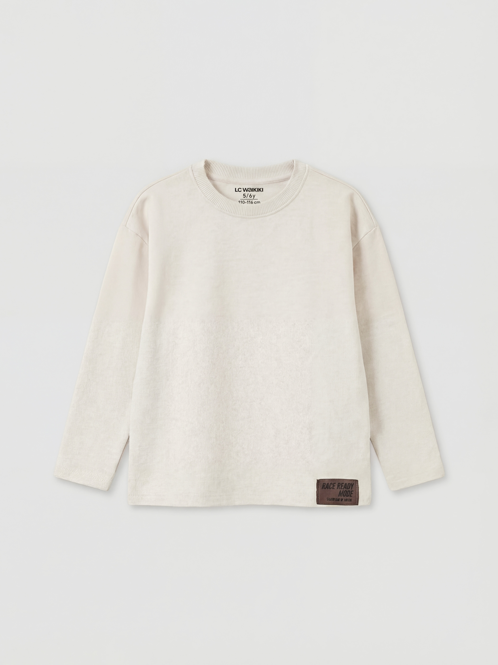 Beyaz Bisiklet Yaka Uzun Kollu Erkek Çocuk Tişört 3'lü-1