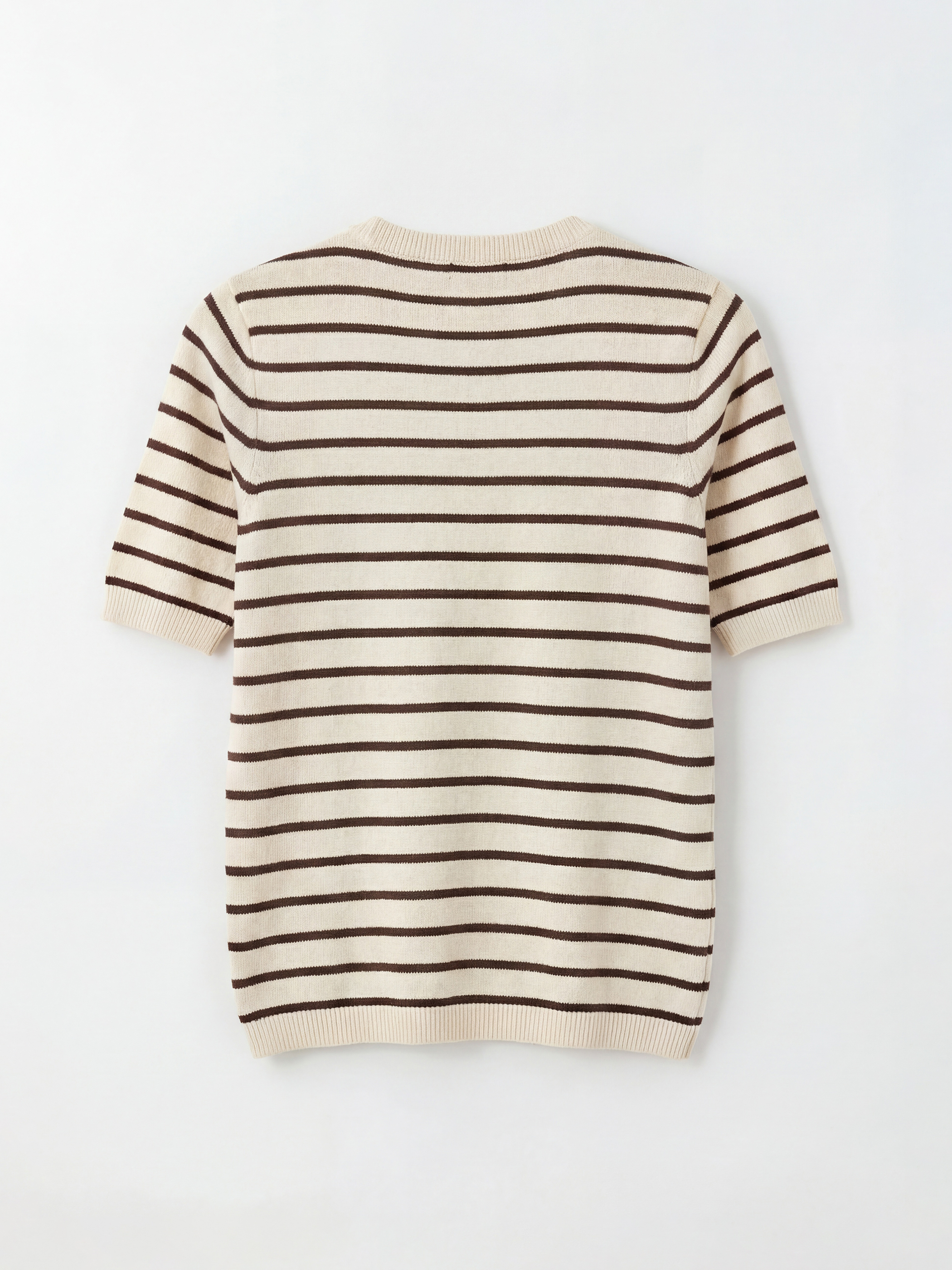 Ekru Bisiklet Yaka Çizgili Kadın Triko Kazak-5