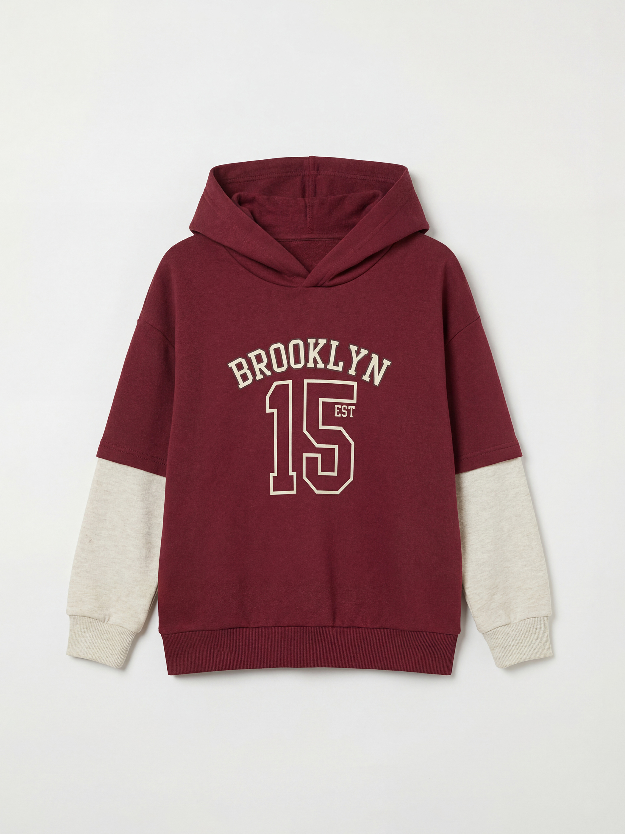 LCW Kids Brooklyn Baskılı Erkek Çocuk Kalın Kapüşonlu Sweatshirt - S6O180Z1-HMB