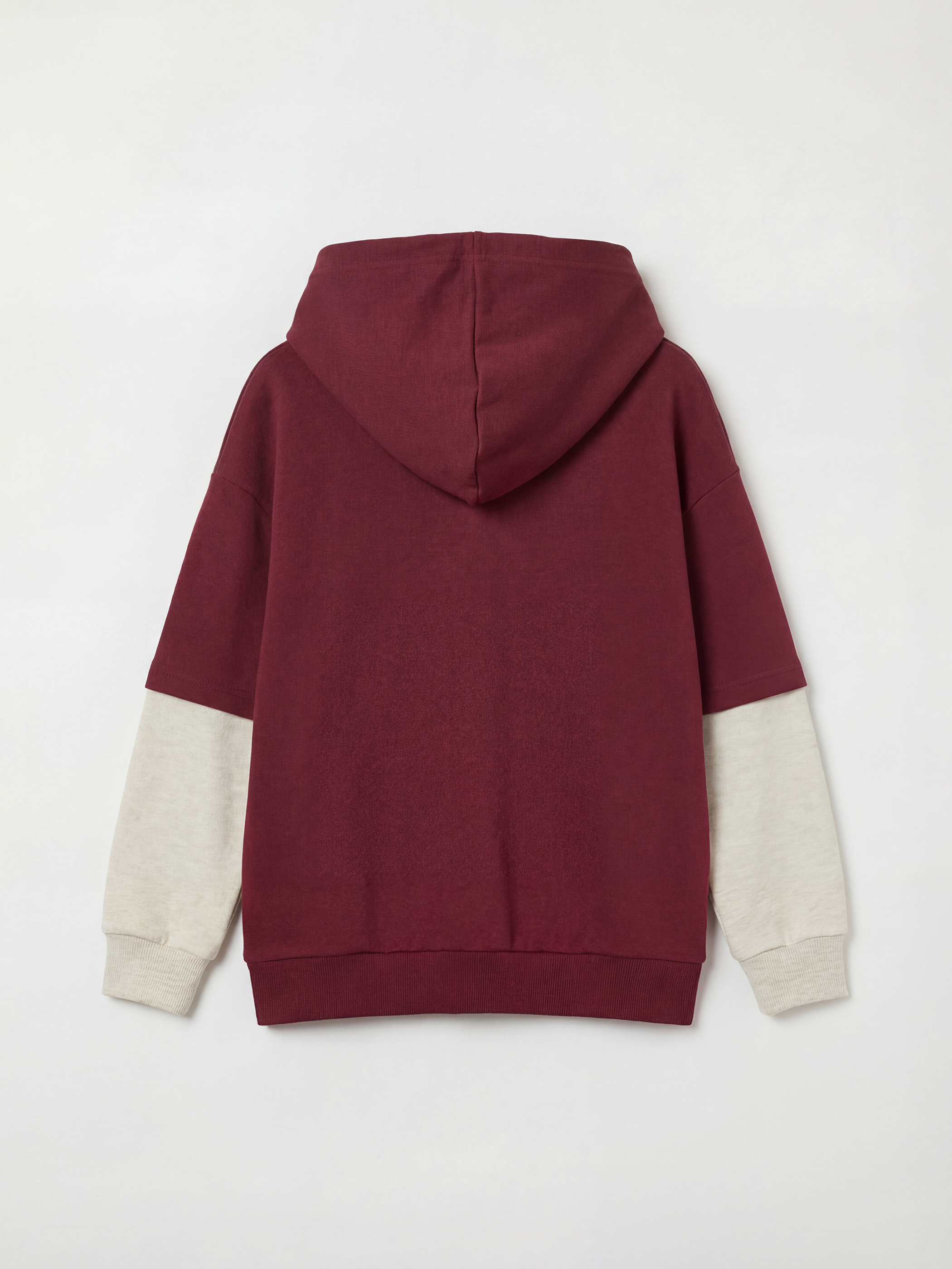Bordo Brooklyn Baskılı Erkek Çocuk Kalın Kapüşonlu Sweatshirt-1