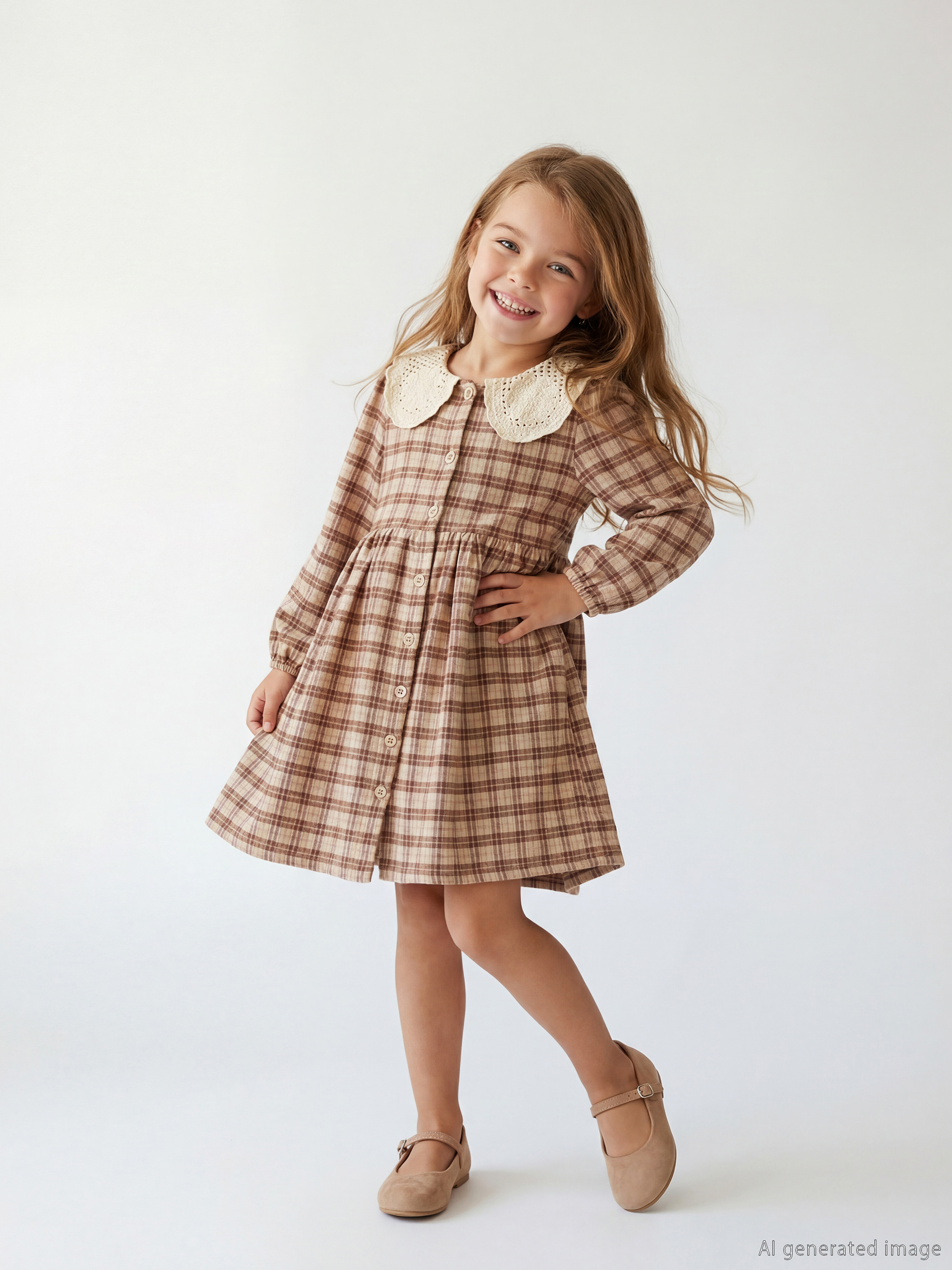 LCW Kids Bebe Yaka Ekose Flanel Kız Çocuk Elbise	 - S6O299Z1-LKQ