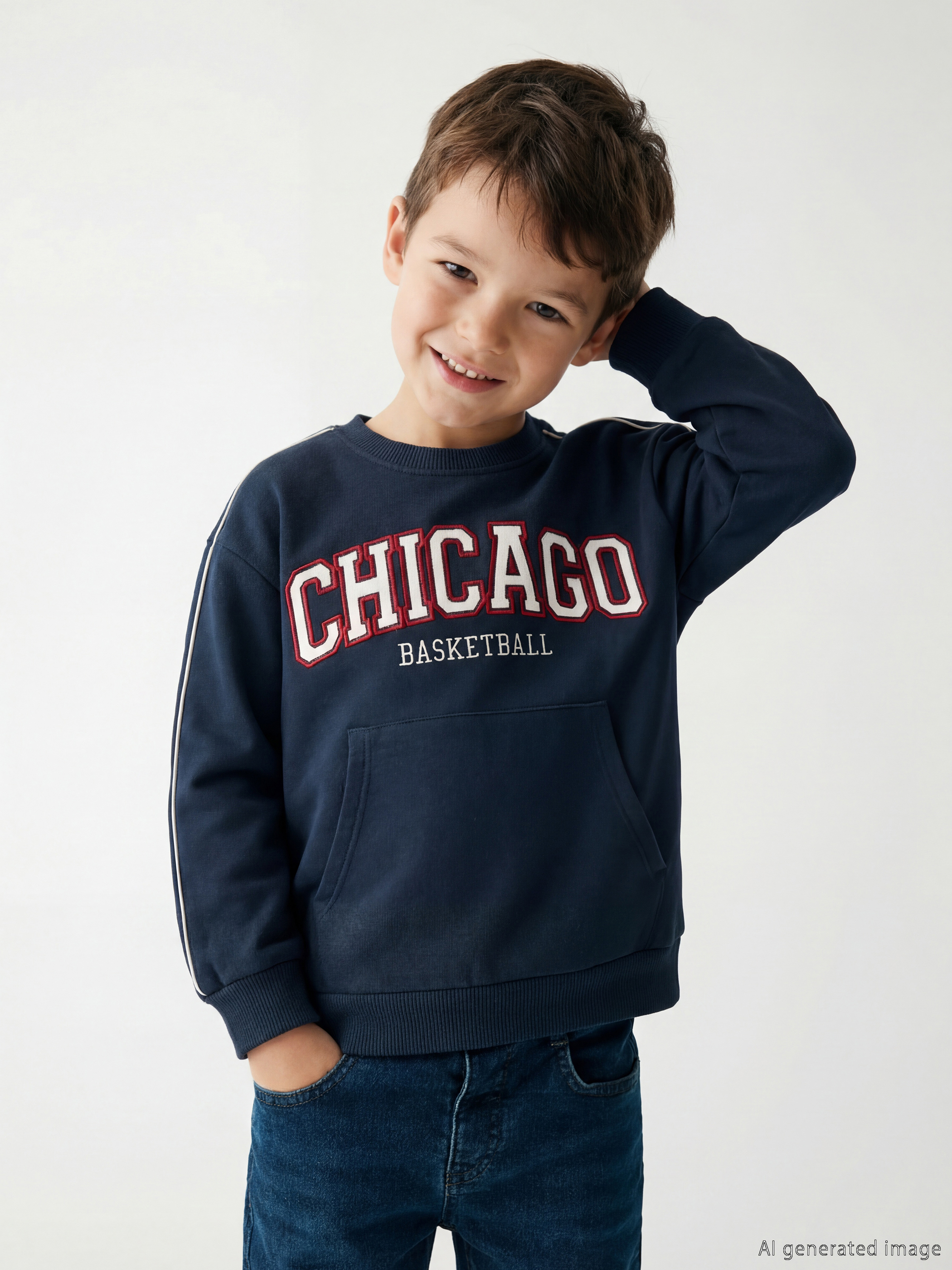 LCW Kids Chicago Nakışlı Erkek Çocuk Kalın Sweatshirt - S6O588Z1-HSD