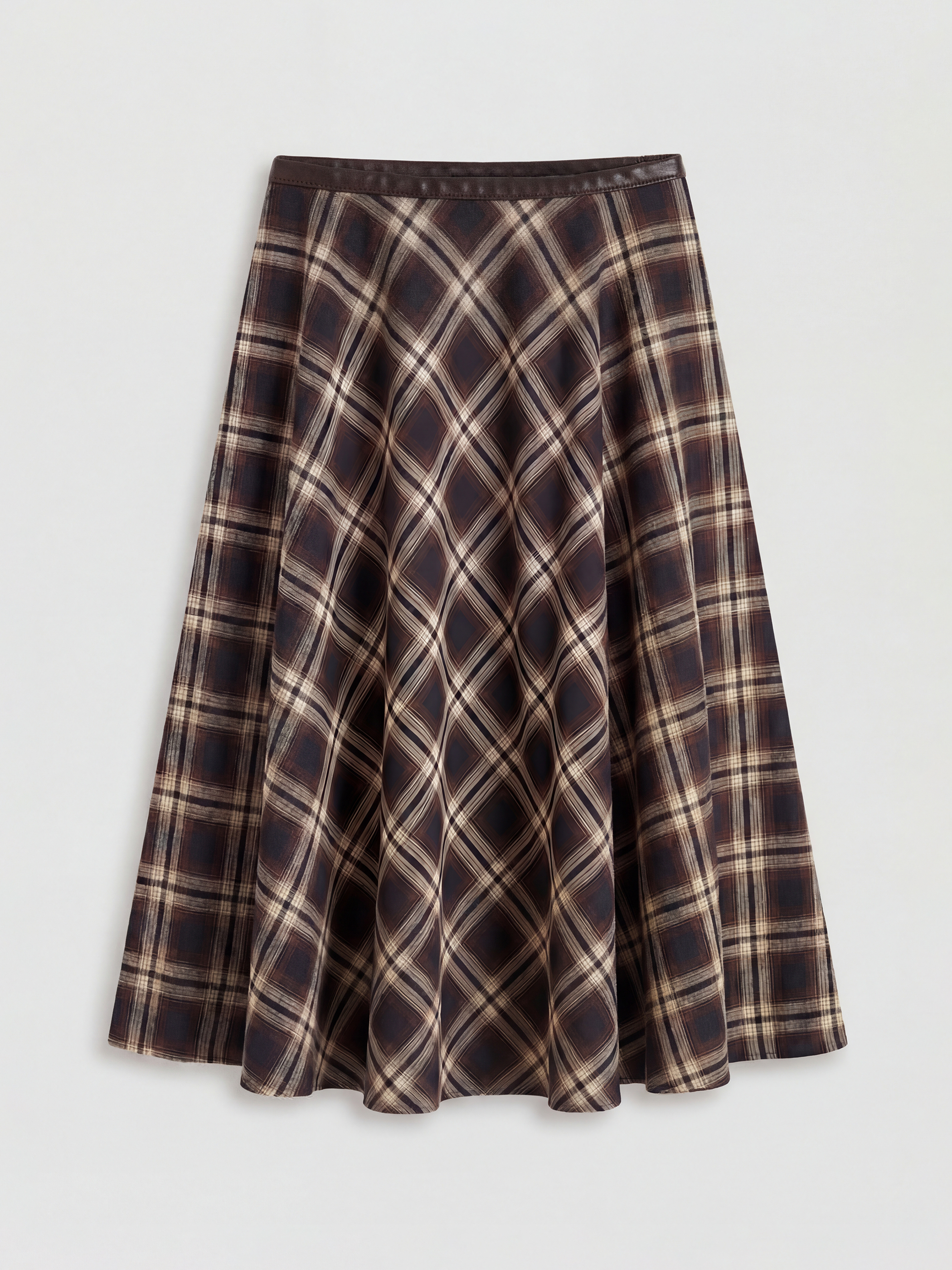 XSIDE Beli Fermuarlı Ekose Kloş Etek - S6O590Z8-D2N