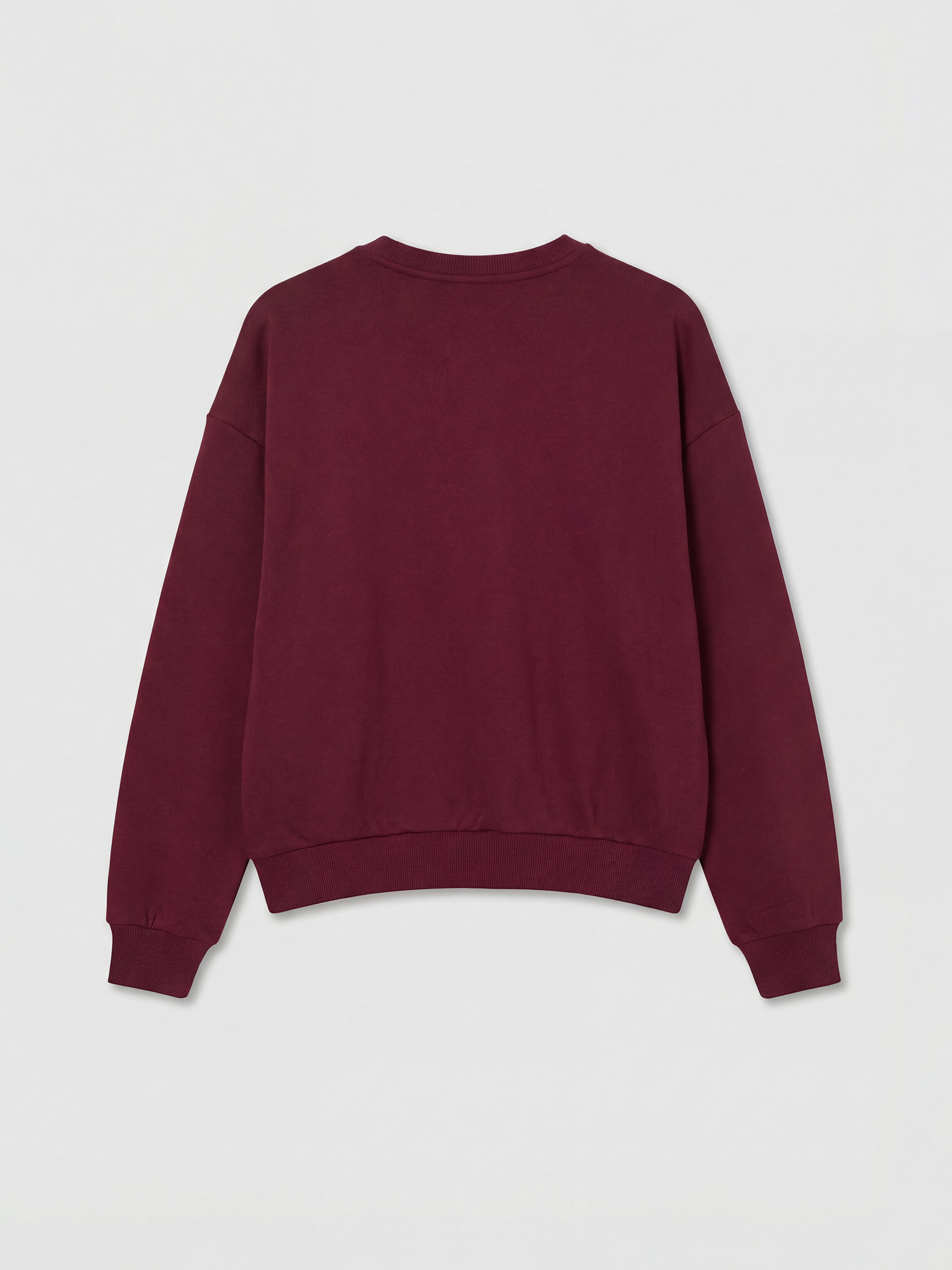 Bordo Chicago Baskılı Oversize Kadın Sweatshirt-1