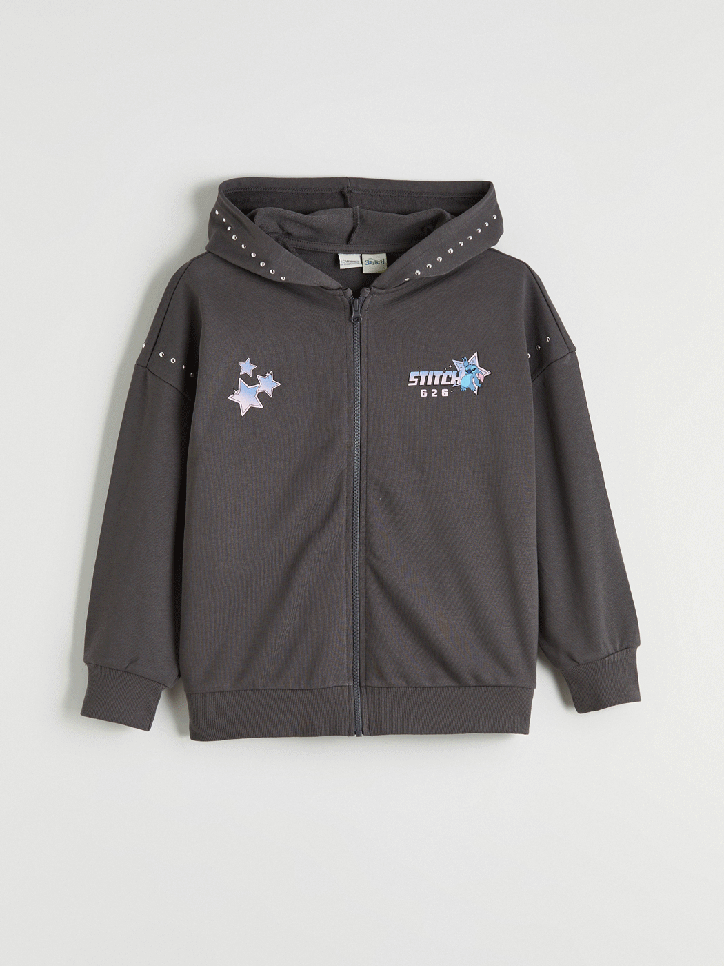 LCW Kids Kapüşonlu Lilo ve Stitch Baskılı Kız Çocuk Fermuarlı Sweatshirt - S6O869Z4-HJU