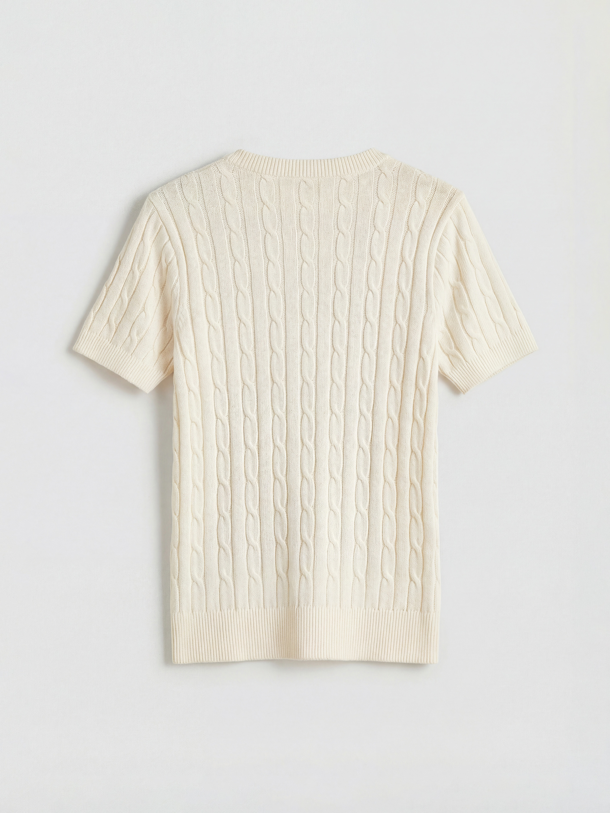 Ekru Bisiklet Yaka Kendinden Desenli Kadın Triko Kazak-1