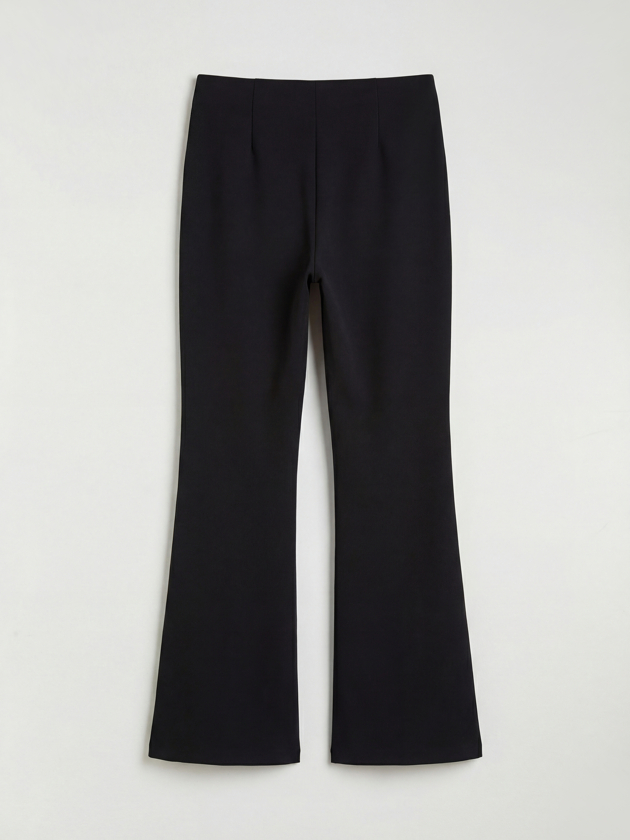 Siyah Yüksek Bel İspanyol Paça Kadın Pantolon-1