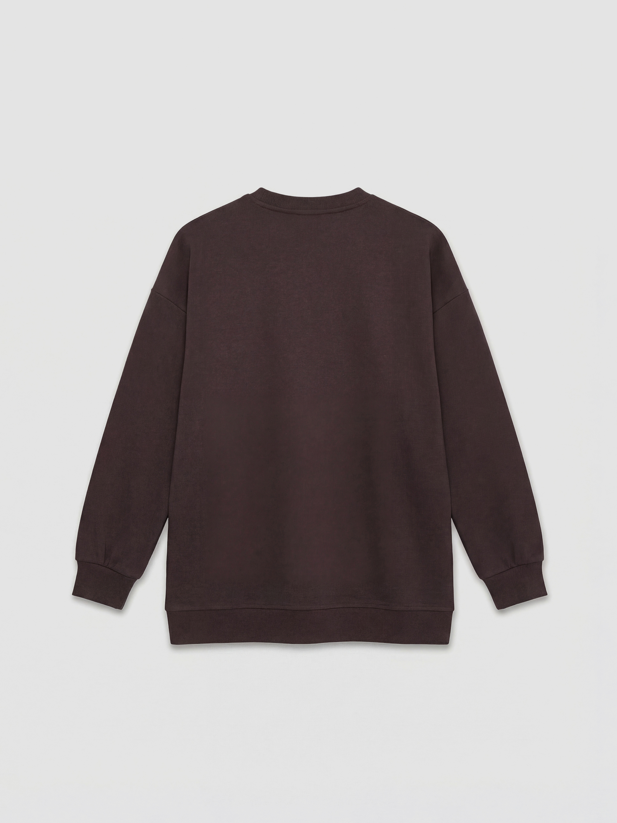 Kahverengi Los Angeles Nakışlı Soft Touch Kadın Sweatshirt Tunik-1