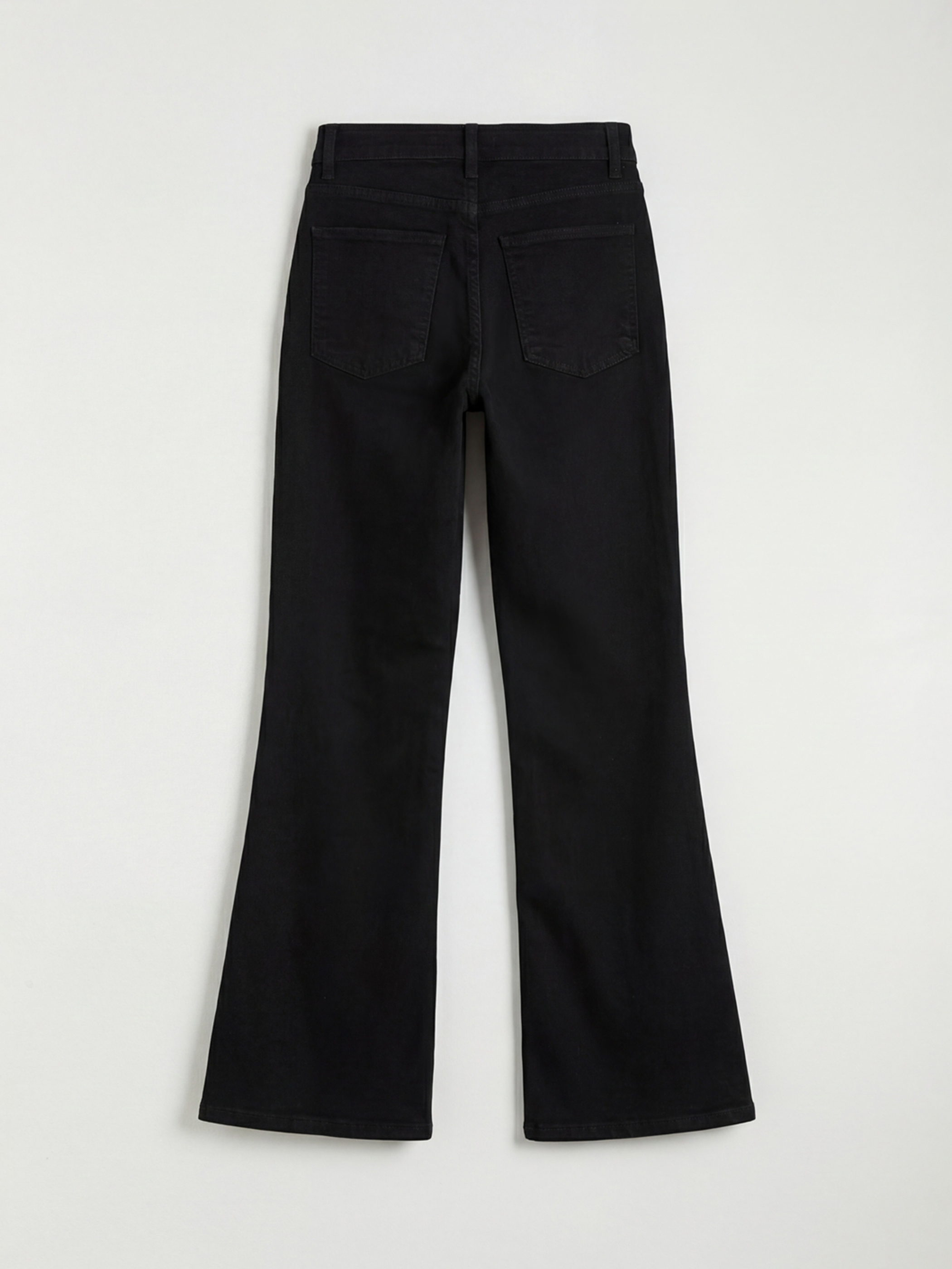 Siyah Yüksek Bel Flare Kadın Jean Pantolon-1