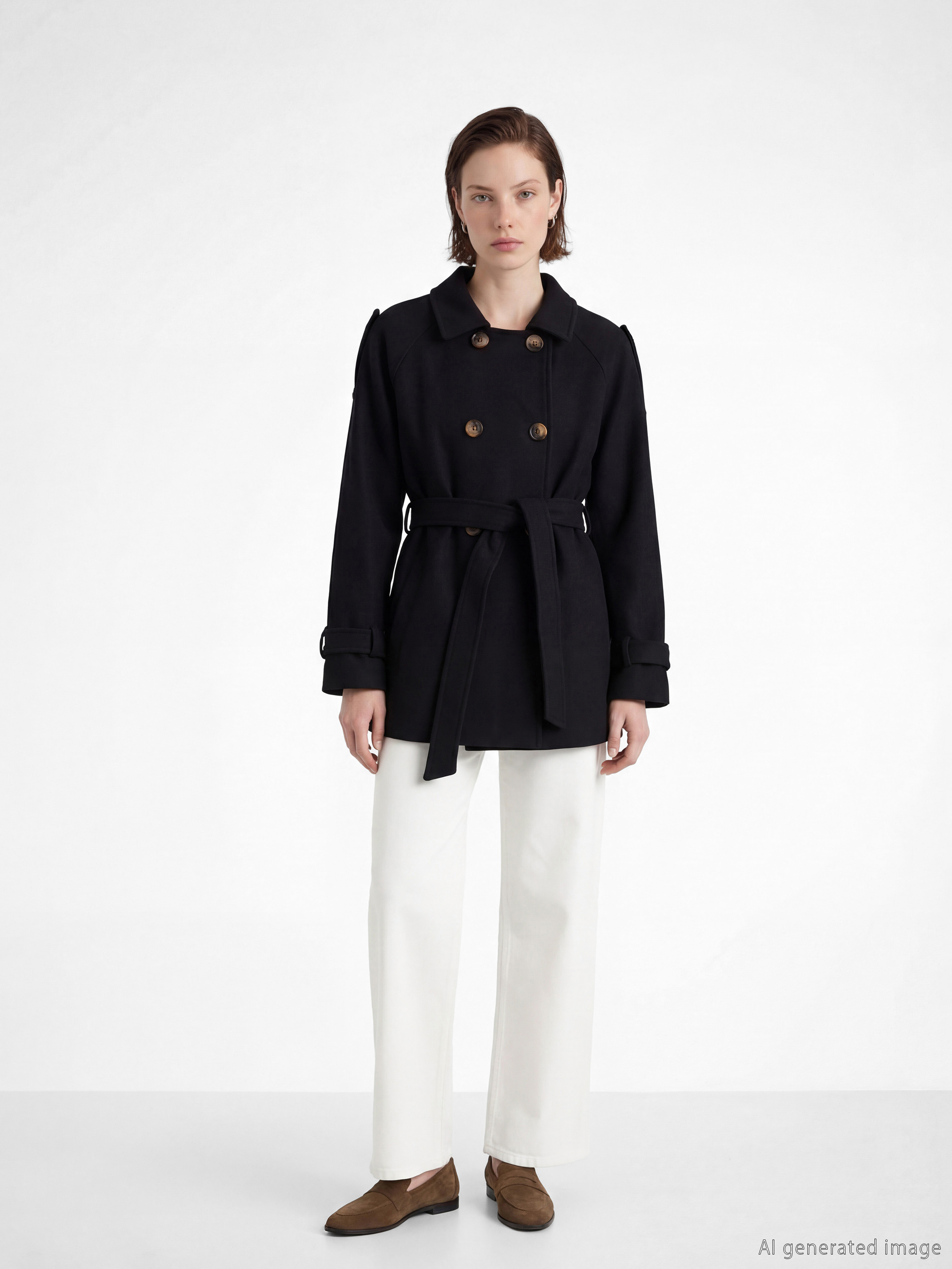 معطف كاشيه نسائي بياقة قميص-1