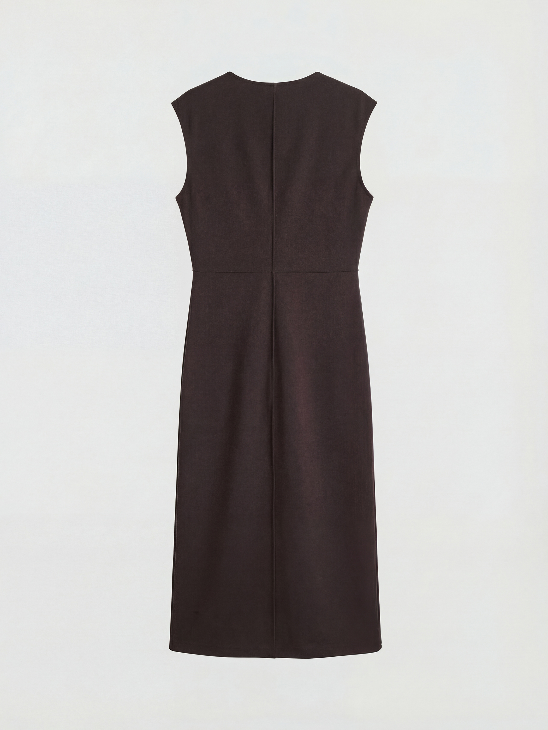 Kahverengi Kaçık Yaka Bodycon Elbise-1