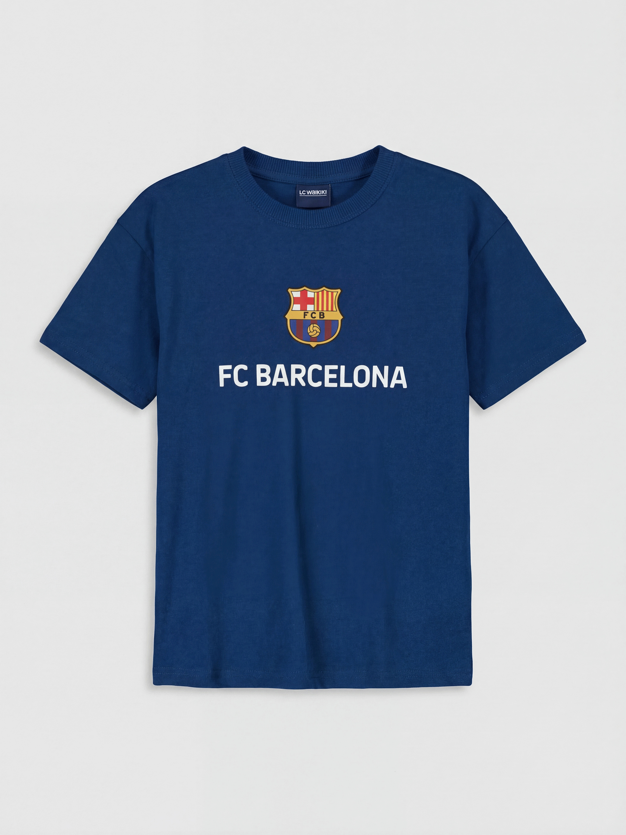 LCW Kids Bisiklet Yaka FC Barcelona Baskılı Erkek Çocuk Tişört - S6F011Z4-HEU