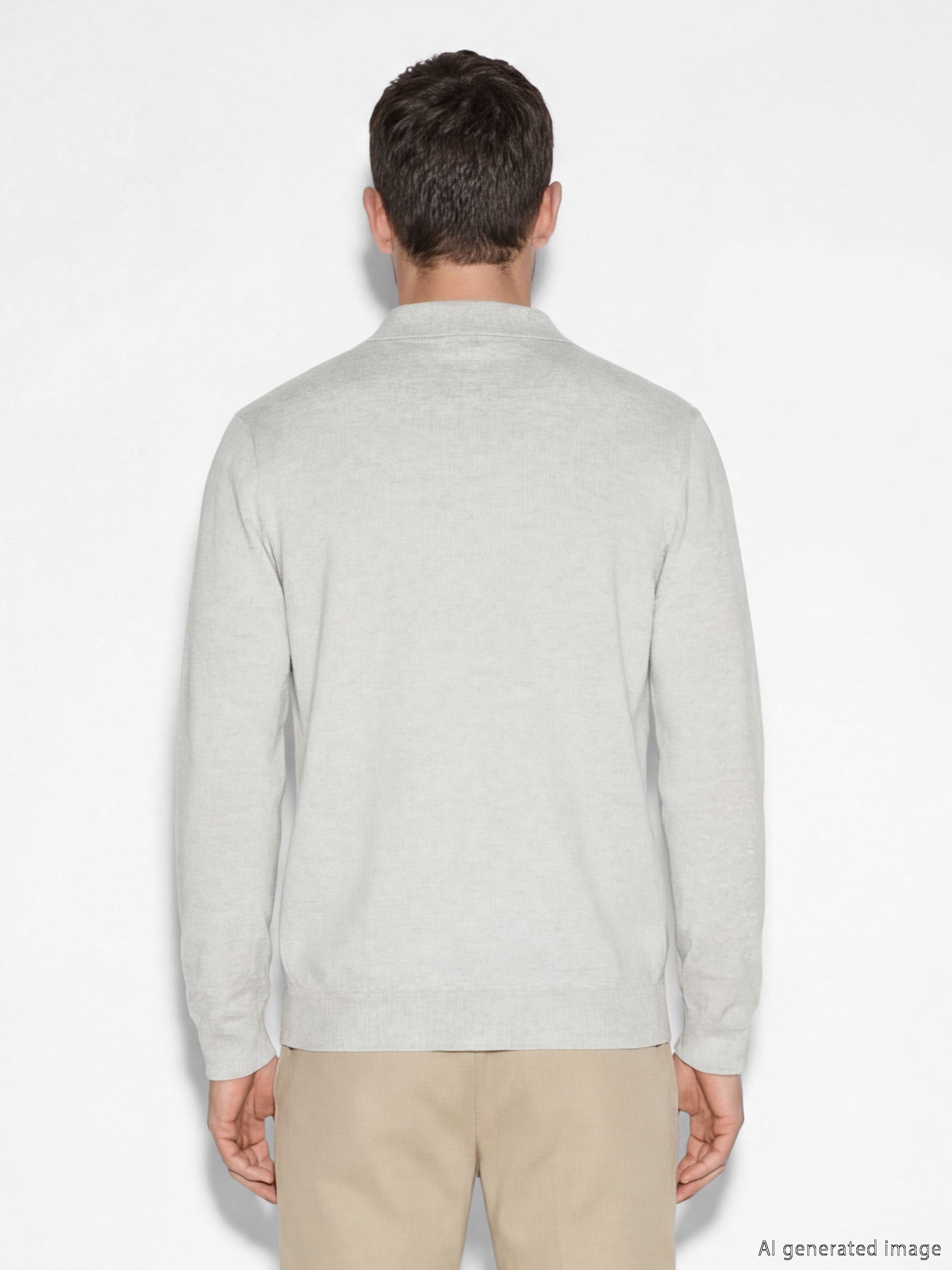 Bej Polo Yaka Erkek Triko Kazak-2