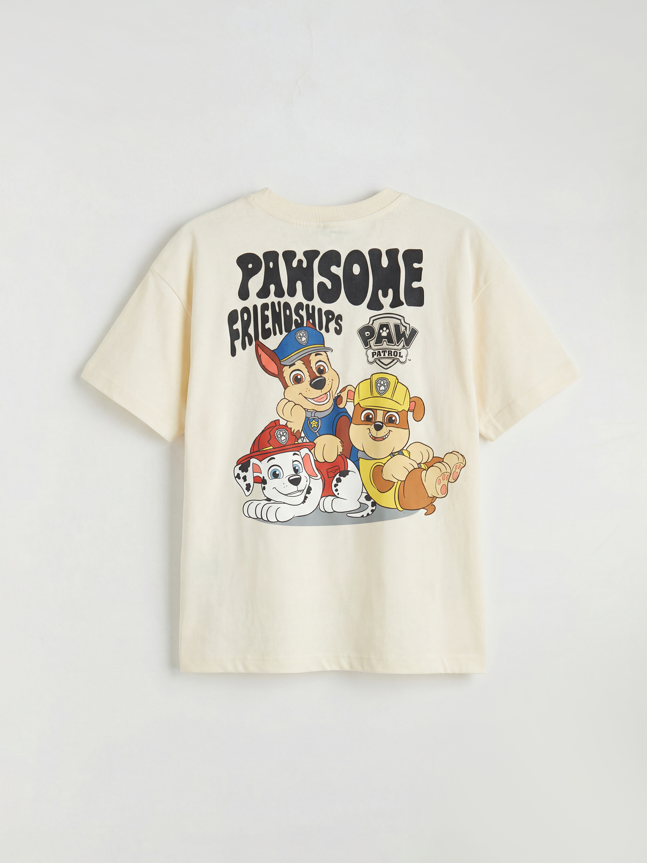 Bej Bisiklet Yaka Paw Patrol Baskılı Erkek Çocuk Tişört ve Pantolon-2