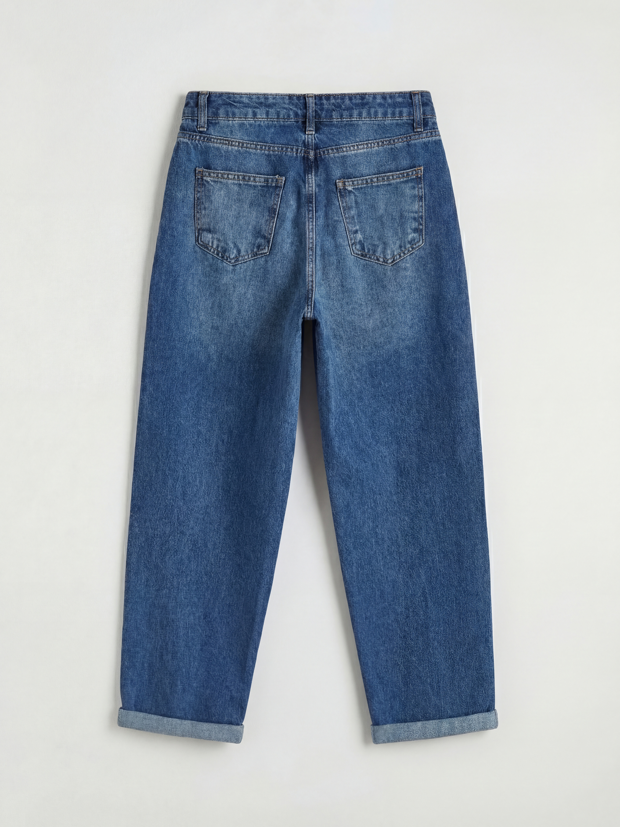 İndigo Yüksek Bel Barrel Fit Kadın Jean Pantolon-1