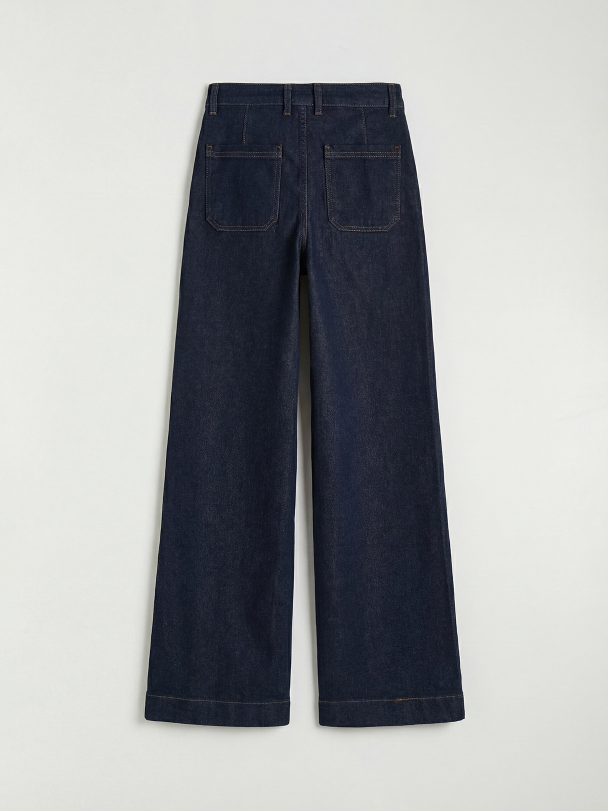 İndigo Yüksek Bel Wideleg Kadın Jean Pantolon-5