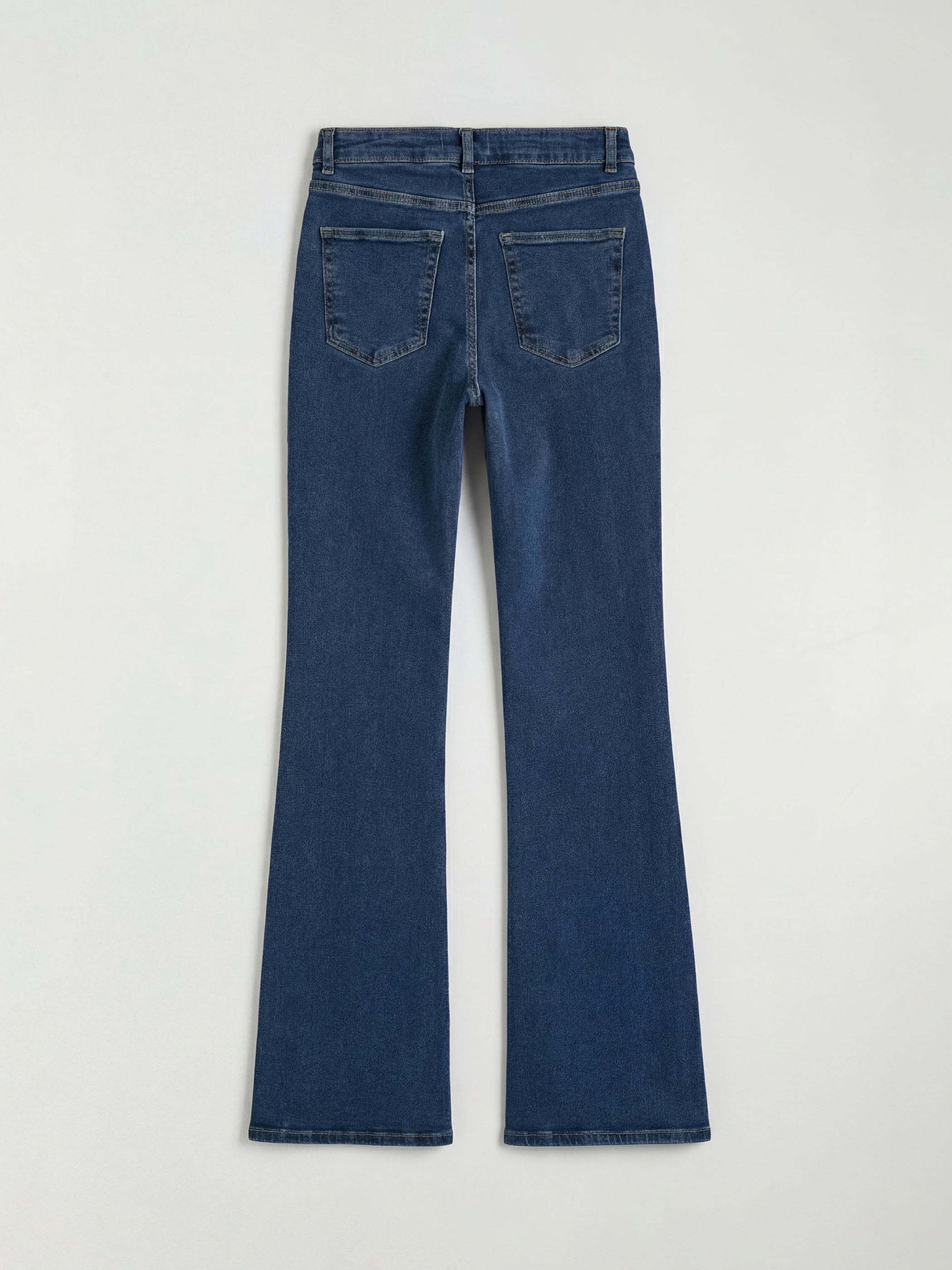 İndigo Yüksek Bel Flare Kadın Jean Pantolon-5