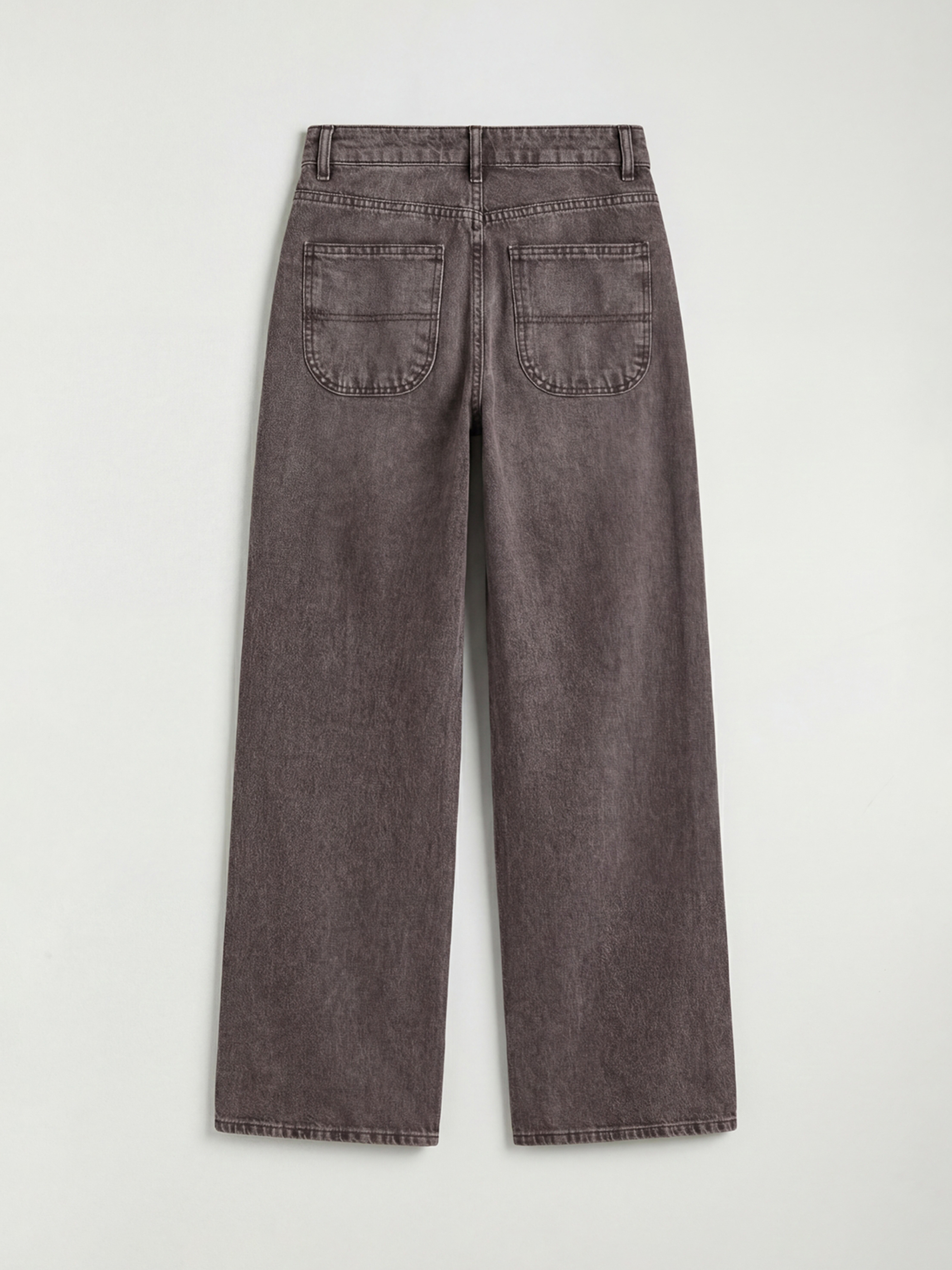 Kahverengi Yüksek Bel Wideleg Kadın Jean Pantolon-1