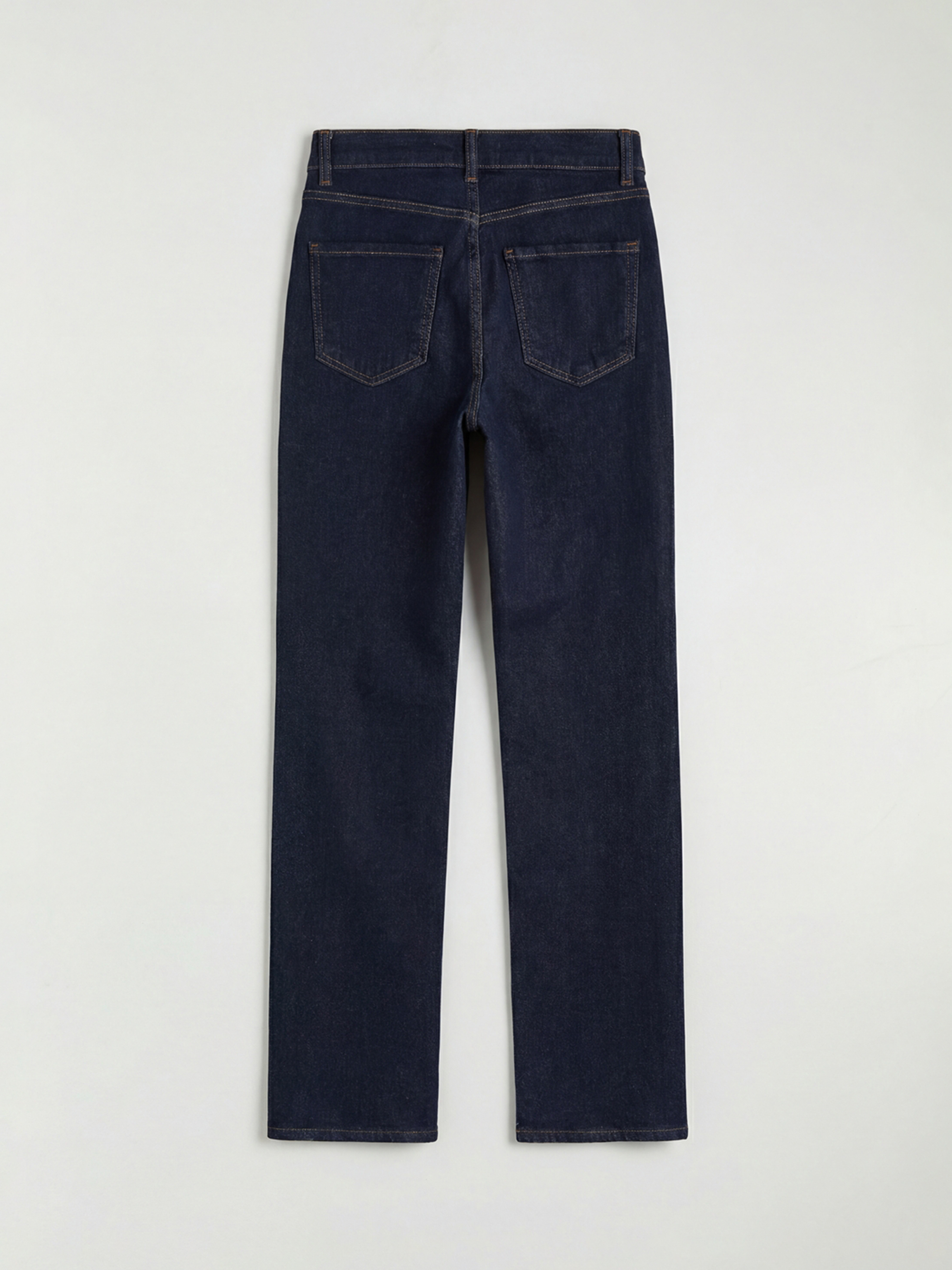 İndigo Yüksek Bel Straight Fit Kadın Jean Pantolon-5