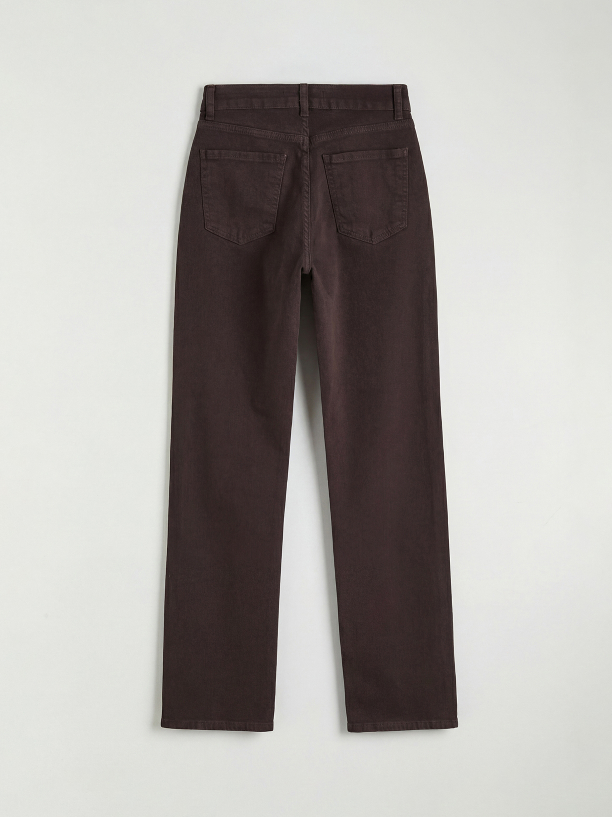 Kahverengi Yüksek Bel Straight Fit Kadın Jean Pantolon-1