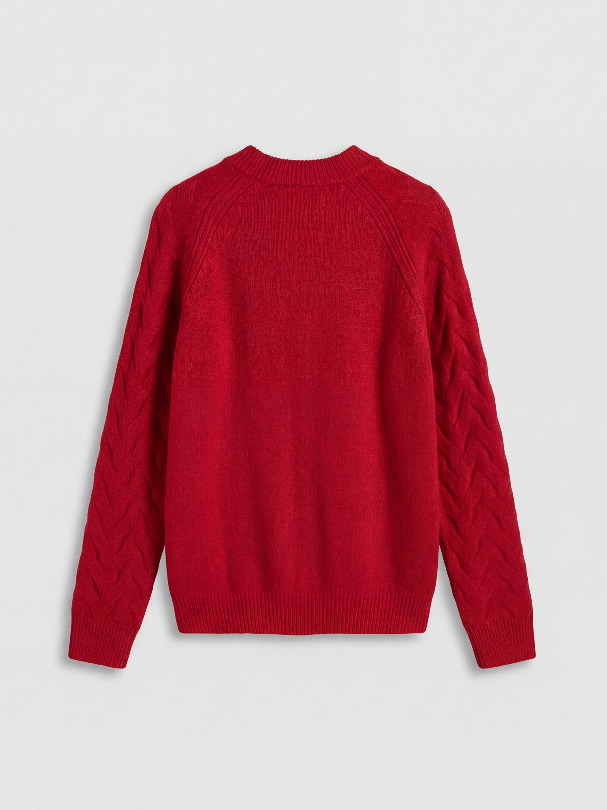 Kırmızı Bisiklet Yaka Kendinden Desenli Kadın Triko Kazak-5