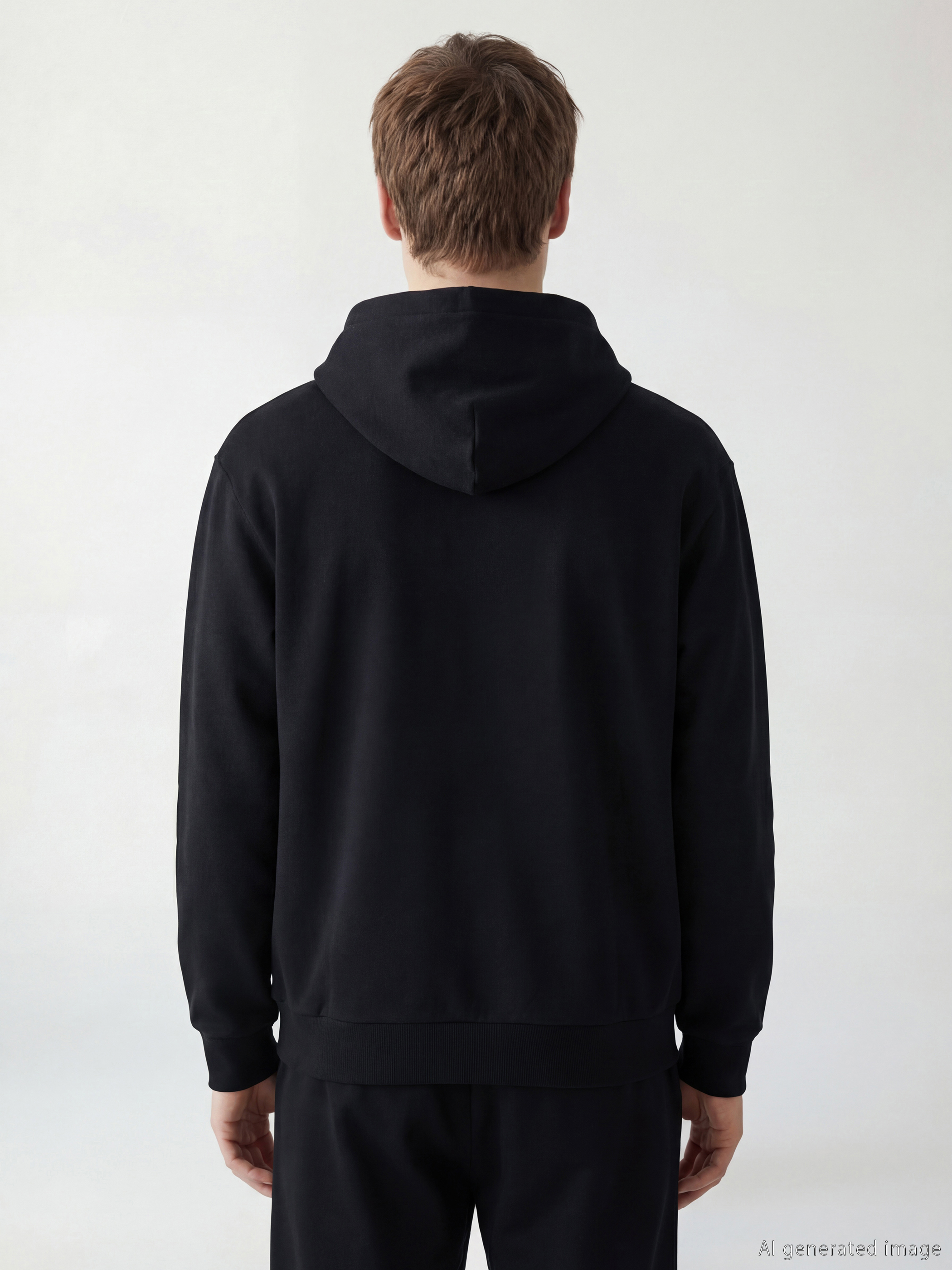Siyah Erkek Kalın Hoodie-3
