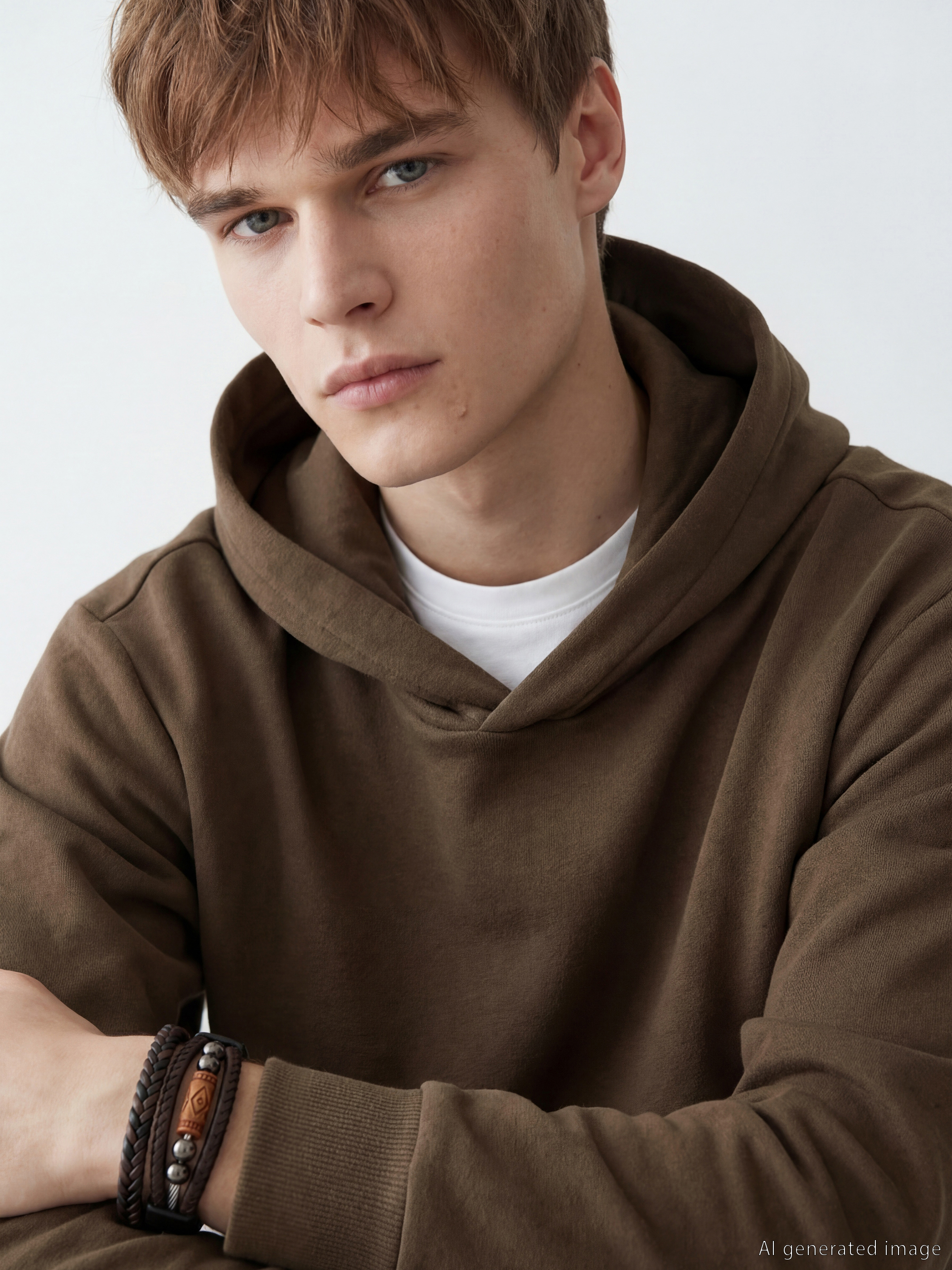 Kahverengi Erkek Kalın Hoodie-1