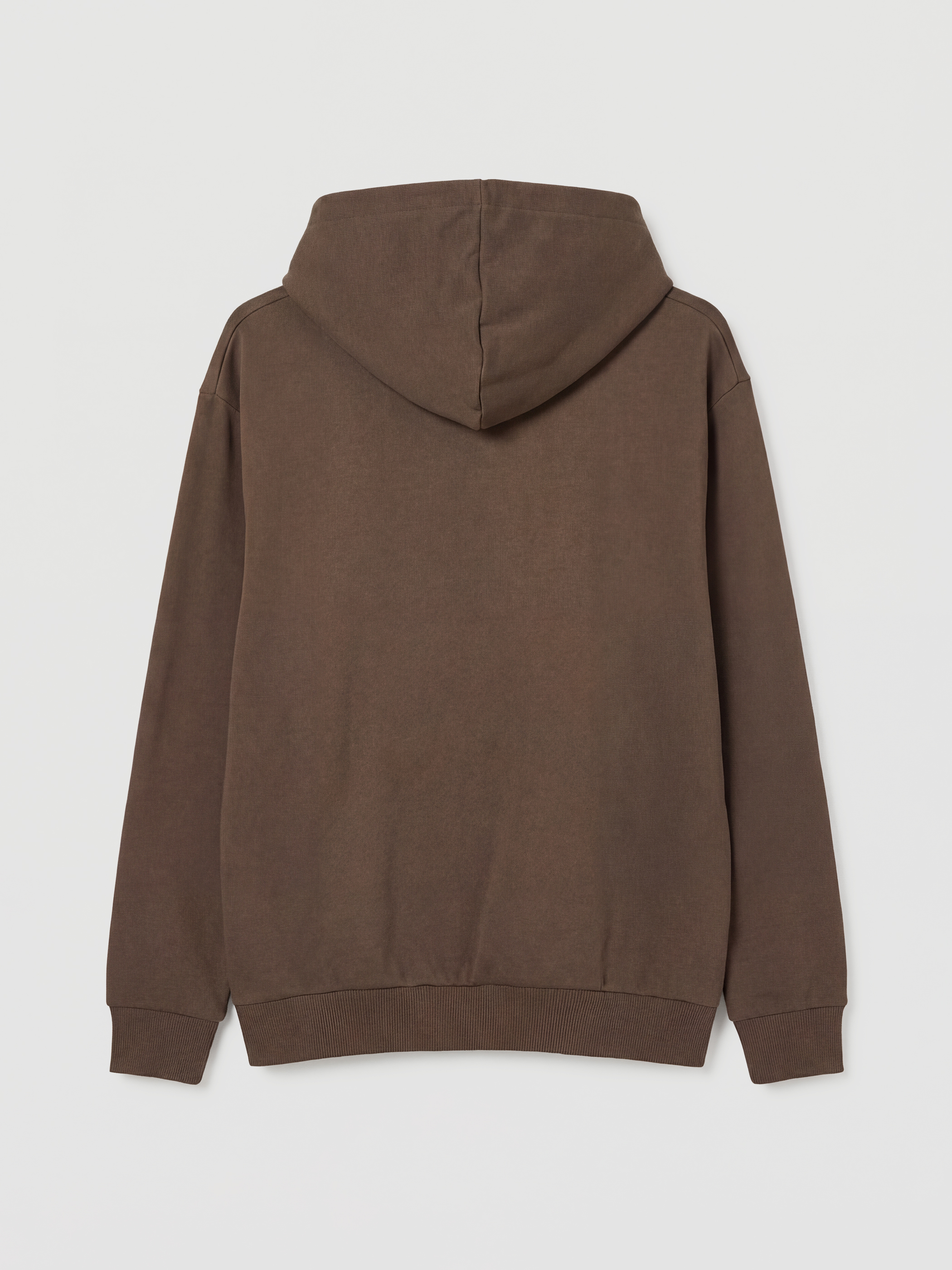 Kahverengi Uzun Kollu Erkek Kalın Hoodie-1