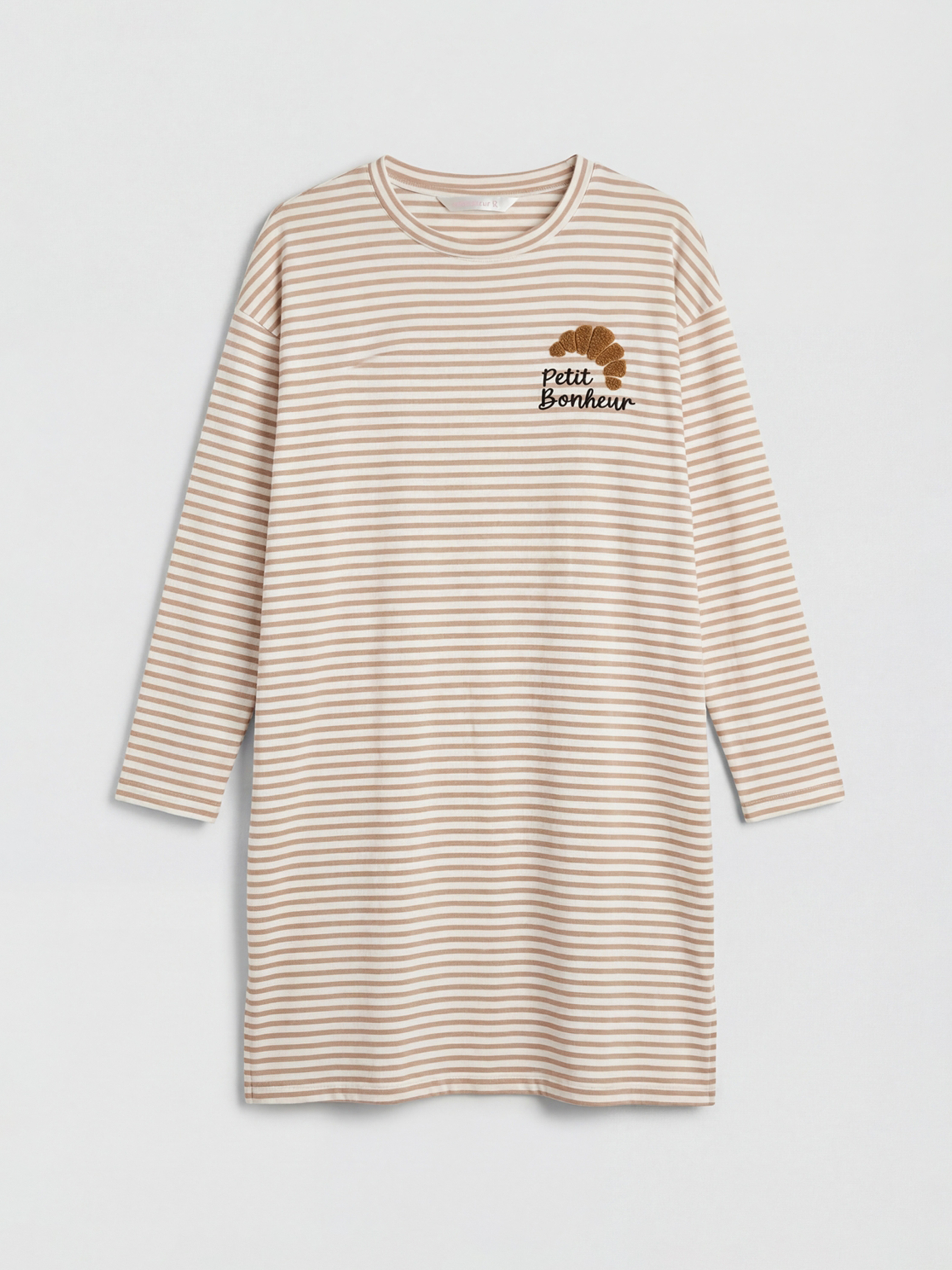 LCW DREAM Bisiklet Yaka Çizgili Kadın Gecelik - S6D152Z8-LEV