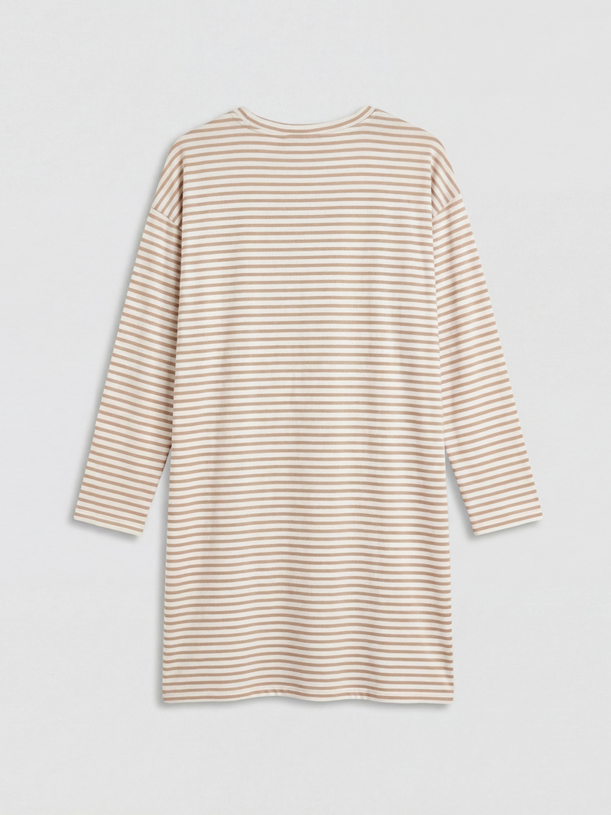 Kahverengi Bisiklet Yaka Çizgili Kadın Gecelik-1