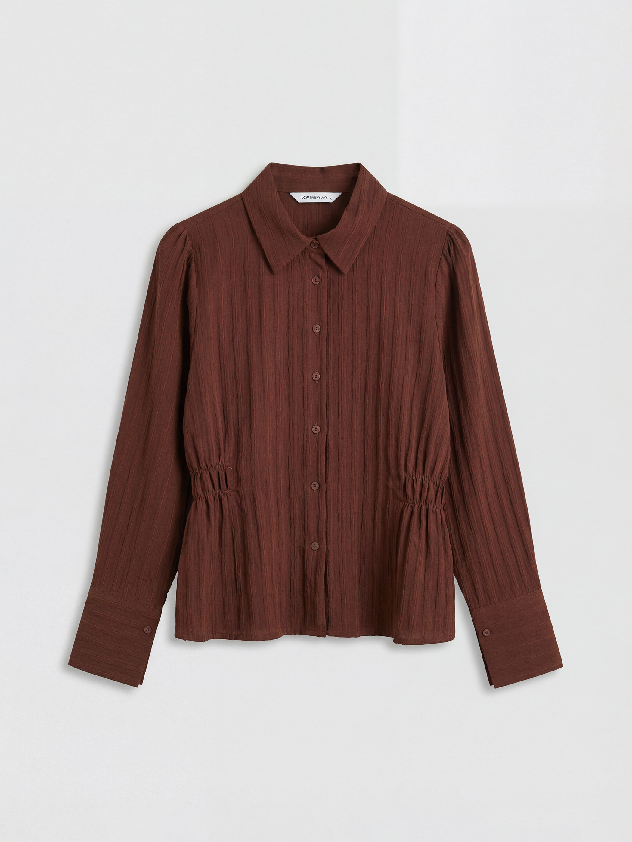 LCWAIKIKI Classic Çizgili Büzgülü Kadın Gömlek	 - S6A168Z8-KDY