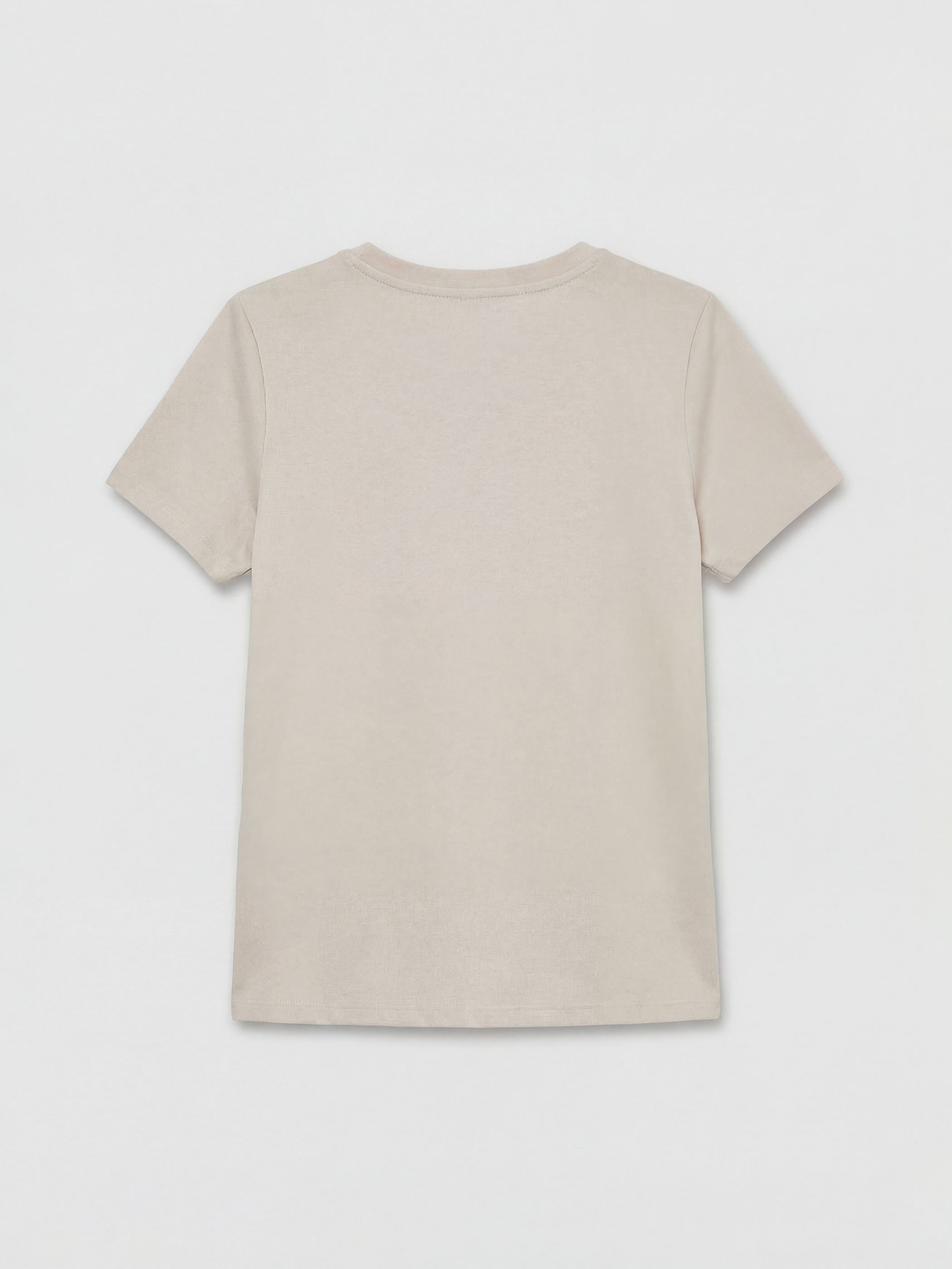 Gri Bisiklet Yaka Baskılı Kadın Tişört-1