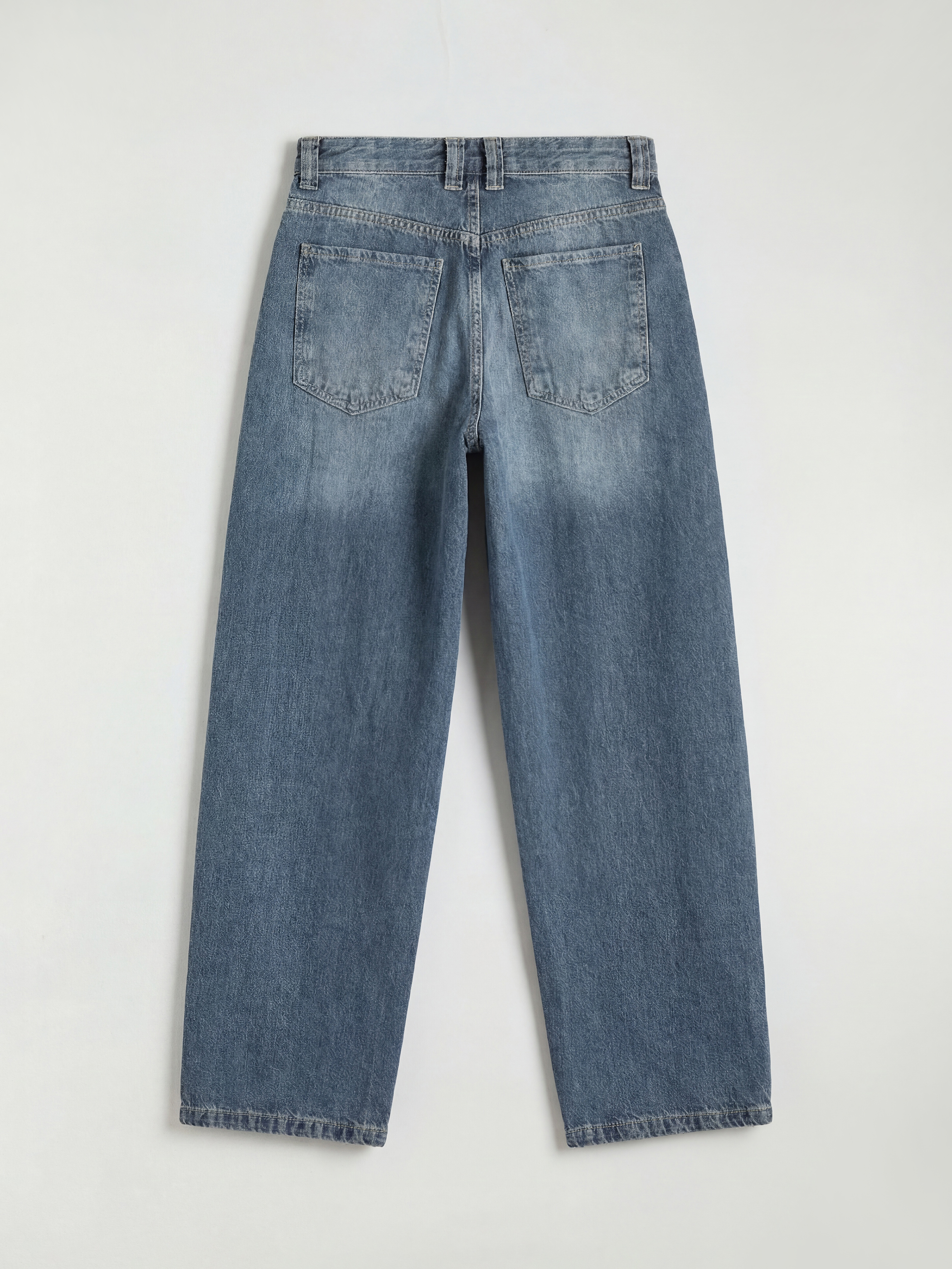 İndigo Yüksek Bel Wideleg Kadın Jean Pantolon-1