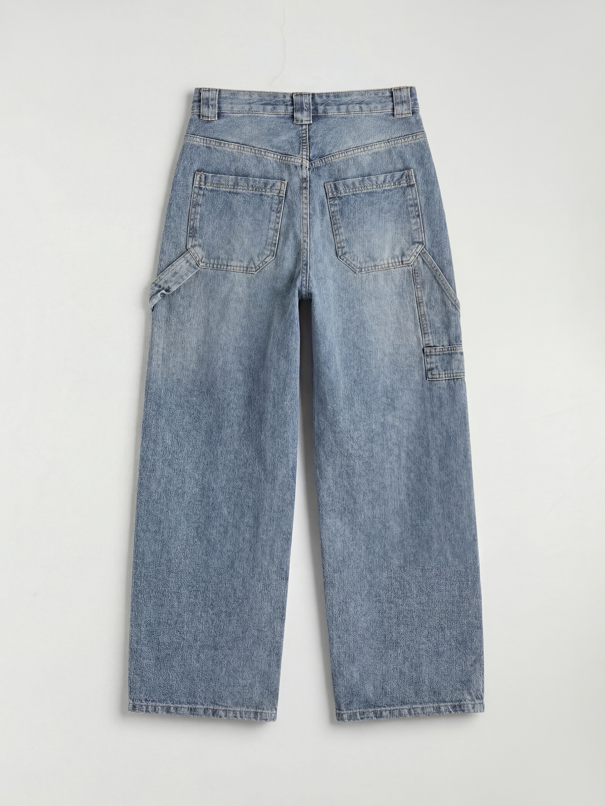 İndigo Yüksek Bel Wideleg Kadın Jean Pantolon-1