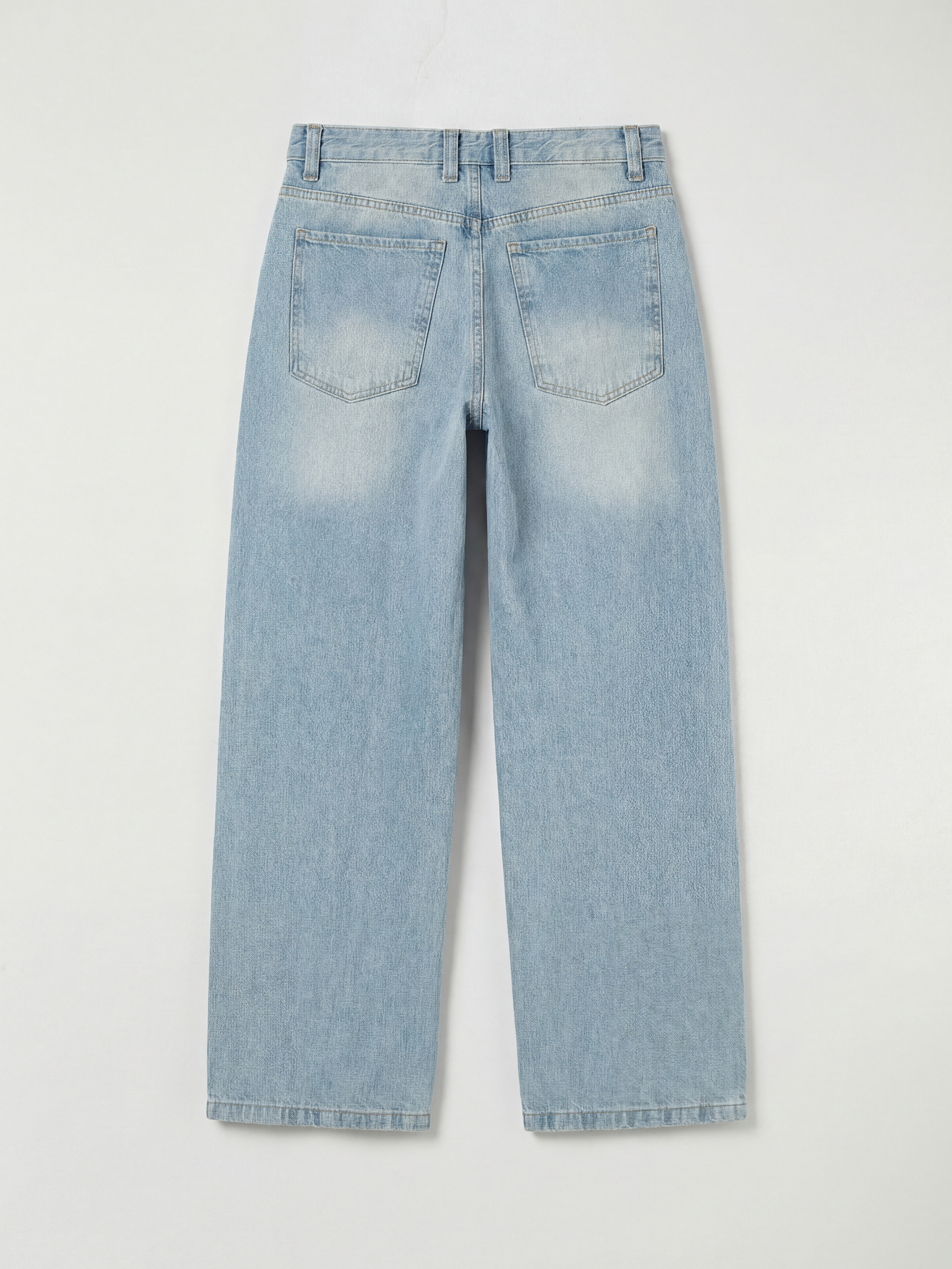 İndigo Yüksek Bel Baggy Fit Kadın Jean Pantolon-1