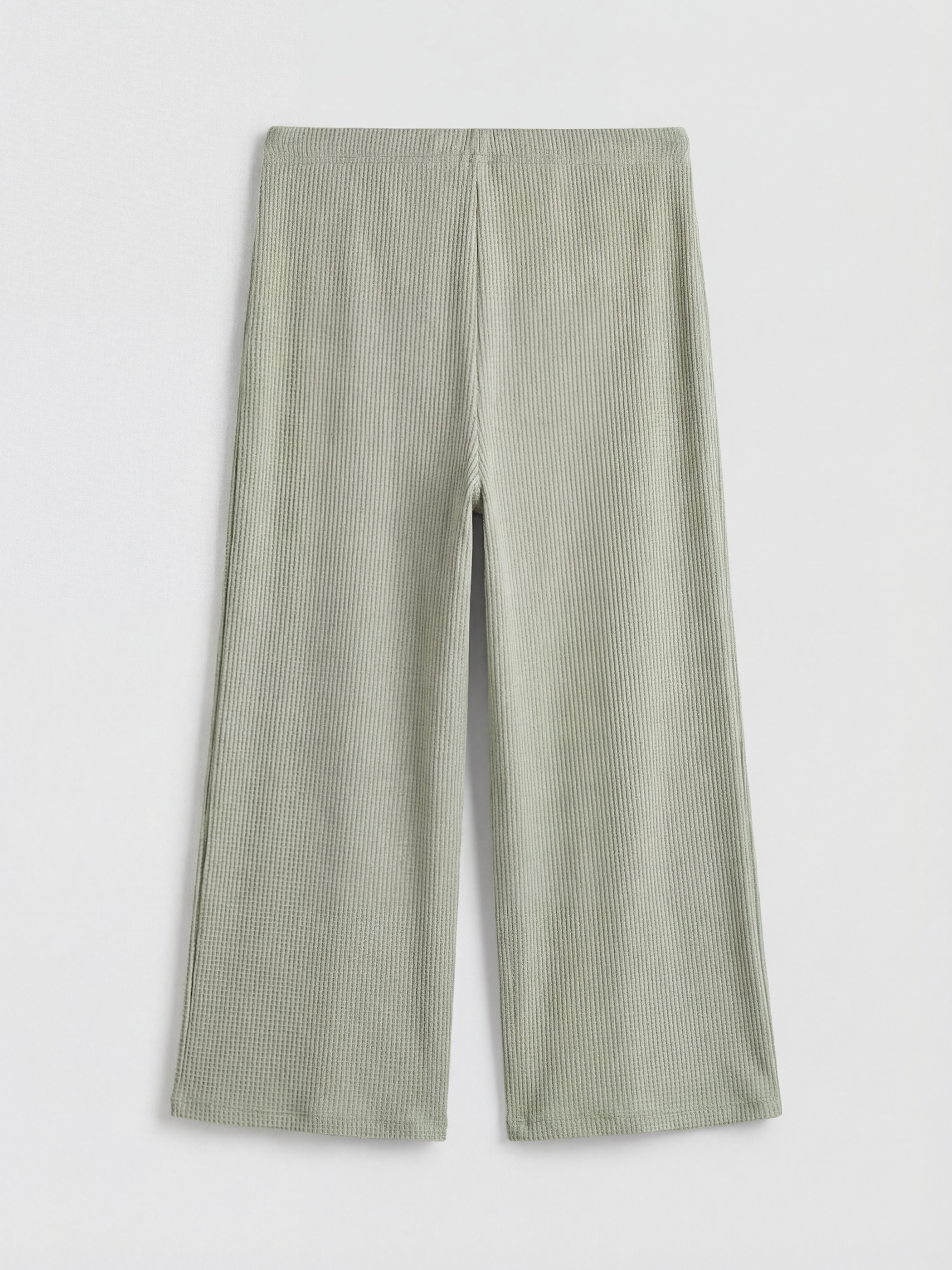 Yeşil Beli Lastikli Geniş Paça Dokulu Kadın Pijama Altı-1