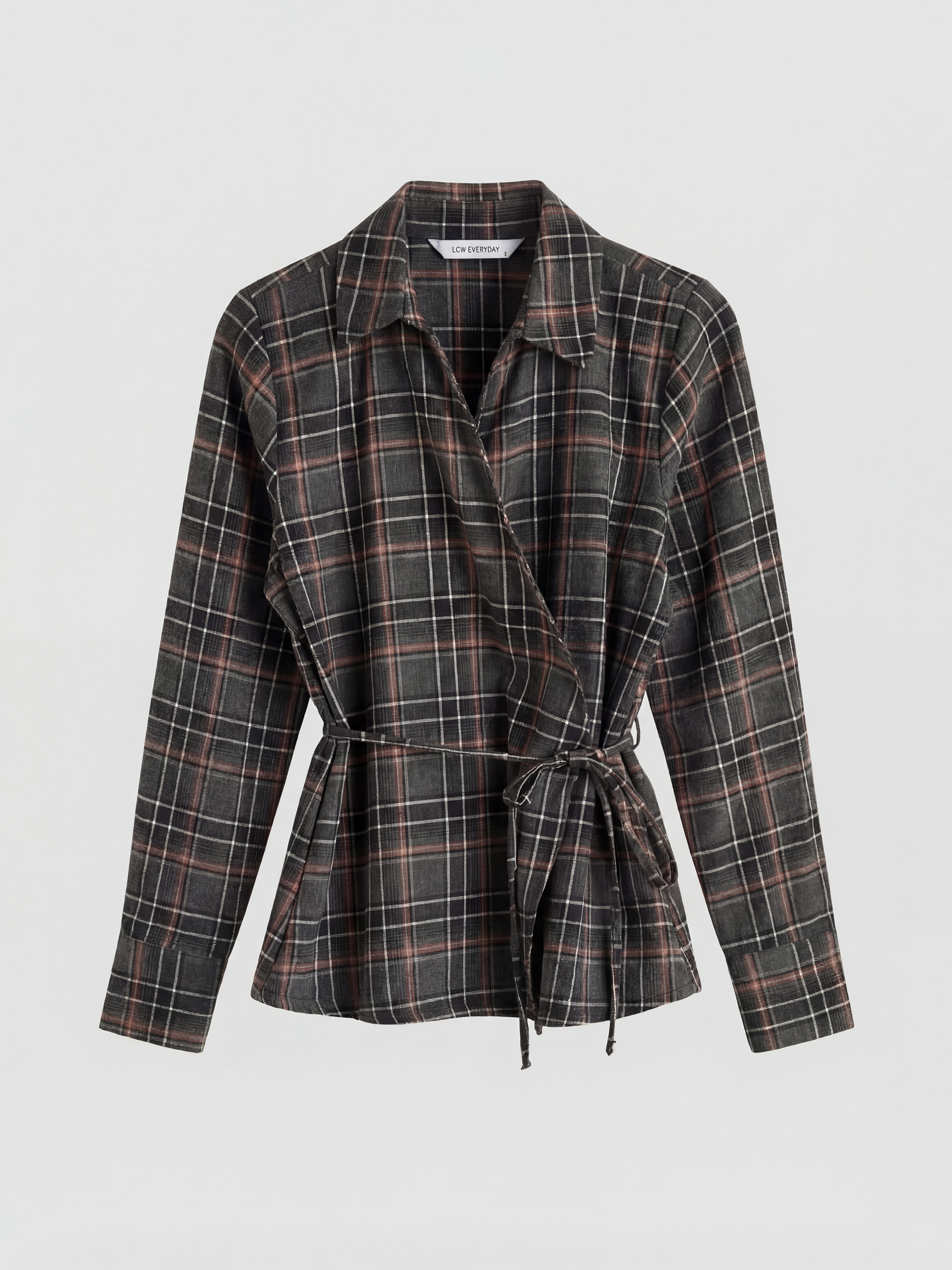 LCWAIKIKI Classic Kruvaze Yaka Ekose Flanel Kadın Gömlek - S6A254Z8-LKN