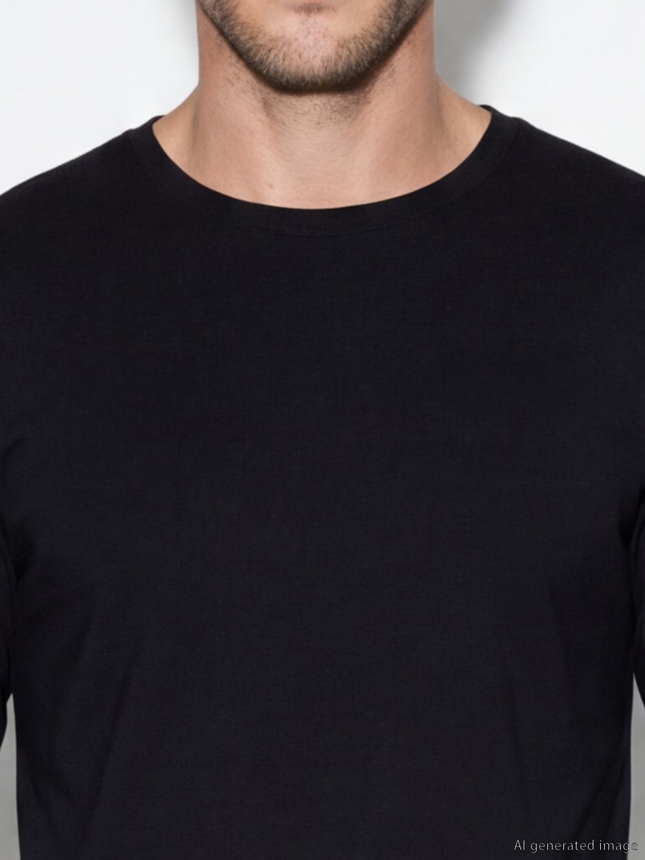 Siyah Bisiklet Yaka Uzun Kollu Erkek Atlet-2