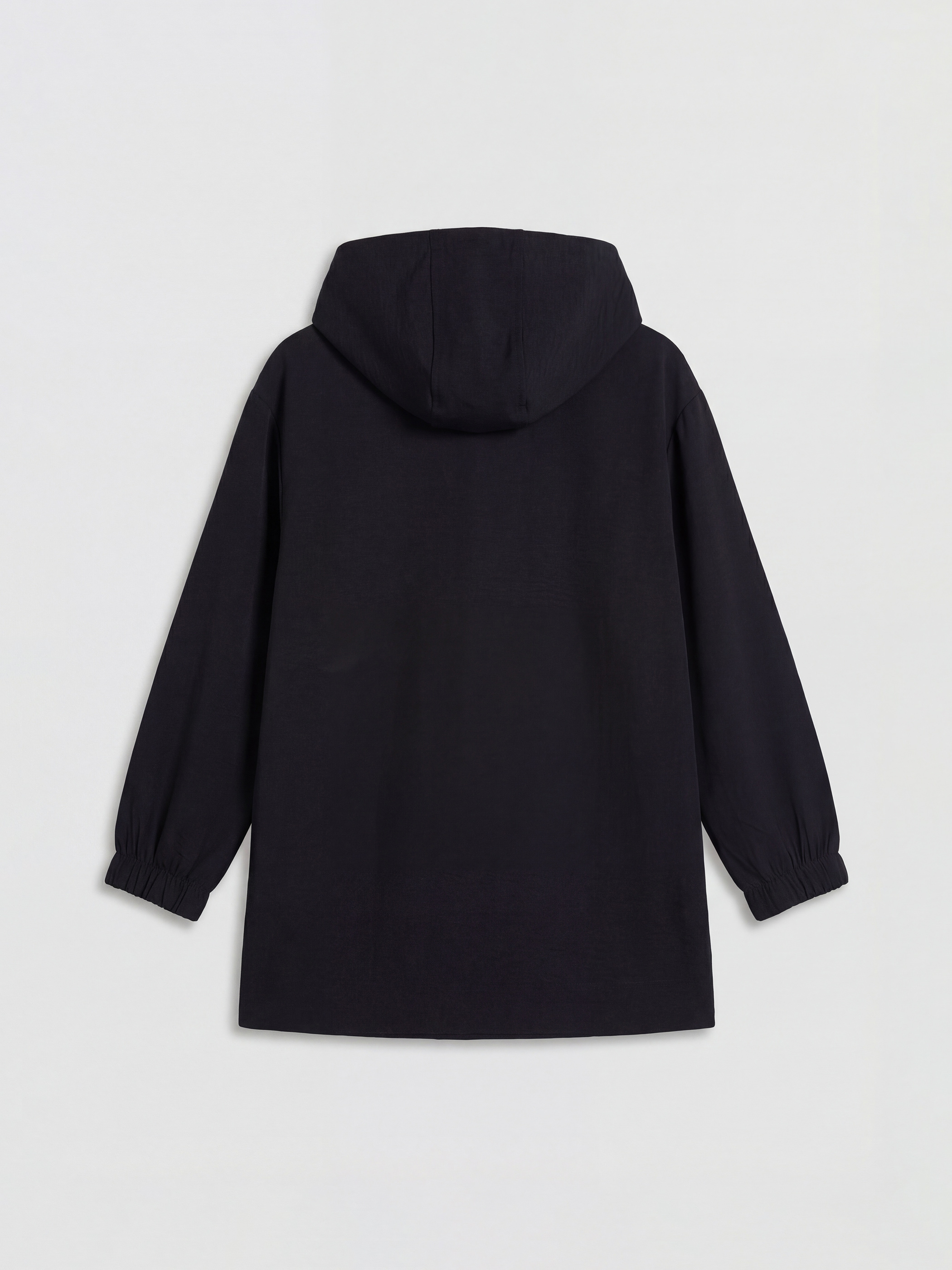 Siyah Kapüşonlu Kadın Fermuarlı Tunik-1