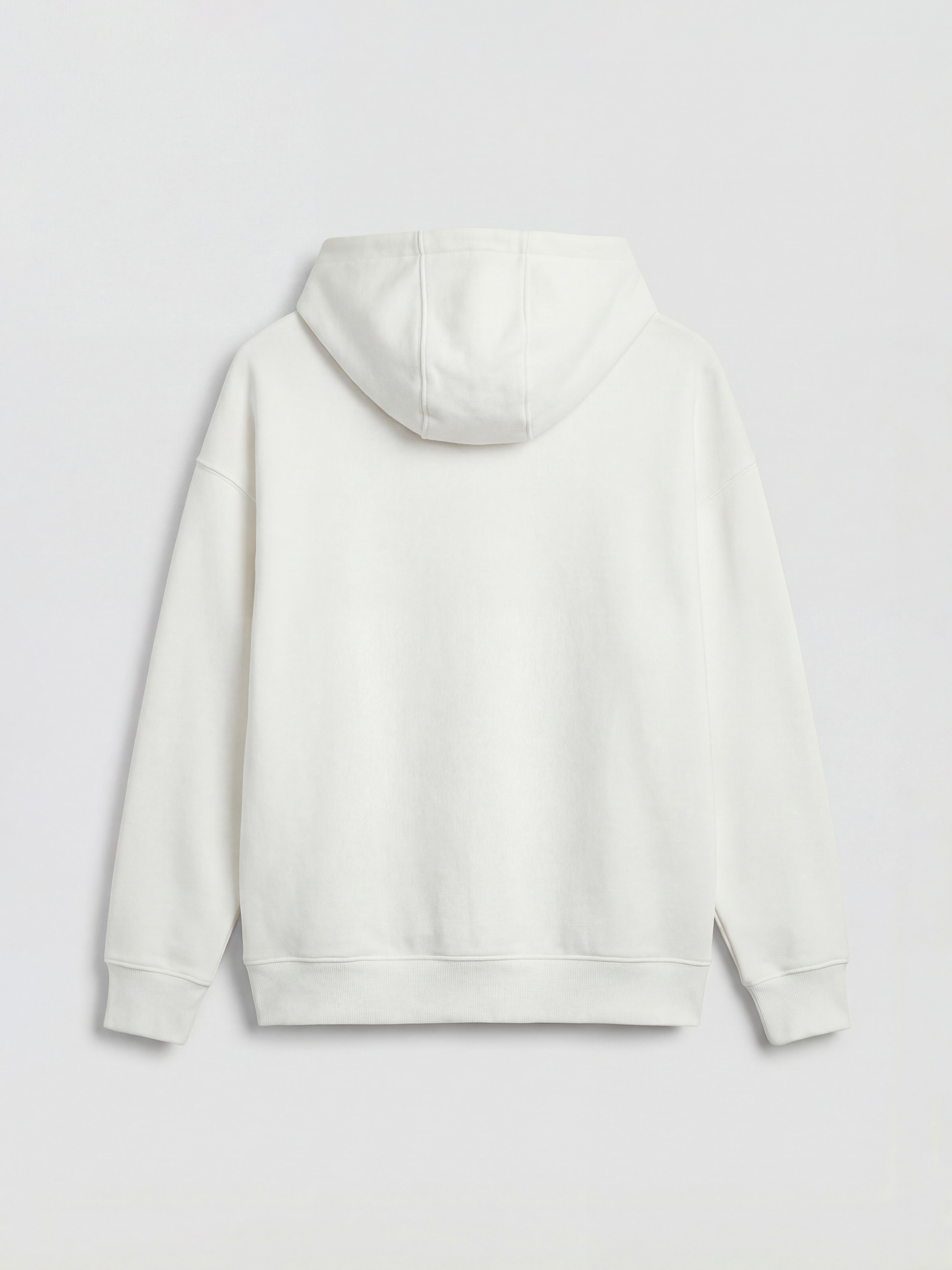 Beyaz Kanguru Cepli Oversize Kadın Hoodie-1